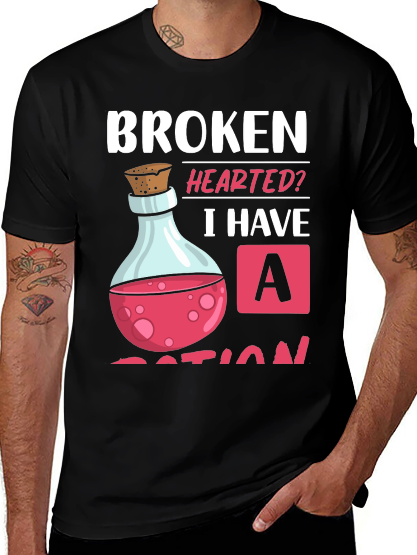 Variant 2 of Broken Hearted Potion T-Shirt - Novelty Graphic Tee