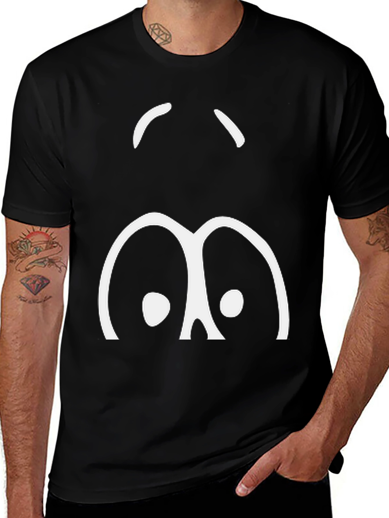 Variant 16 of Cartoon Face Black T-Shirt