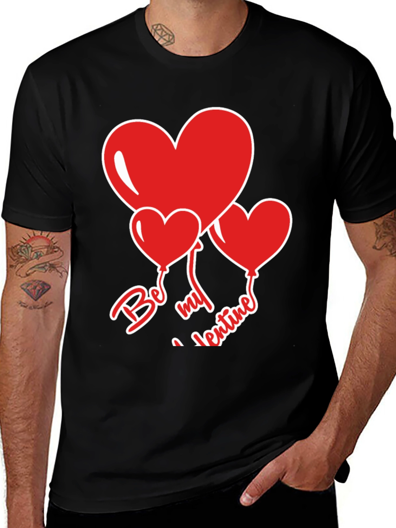 Be My Valentine Heart Balloons Black T-Shirt