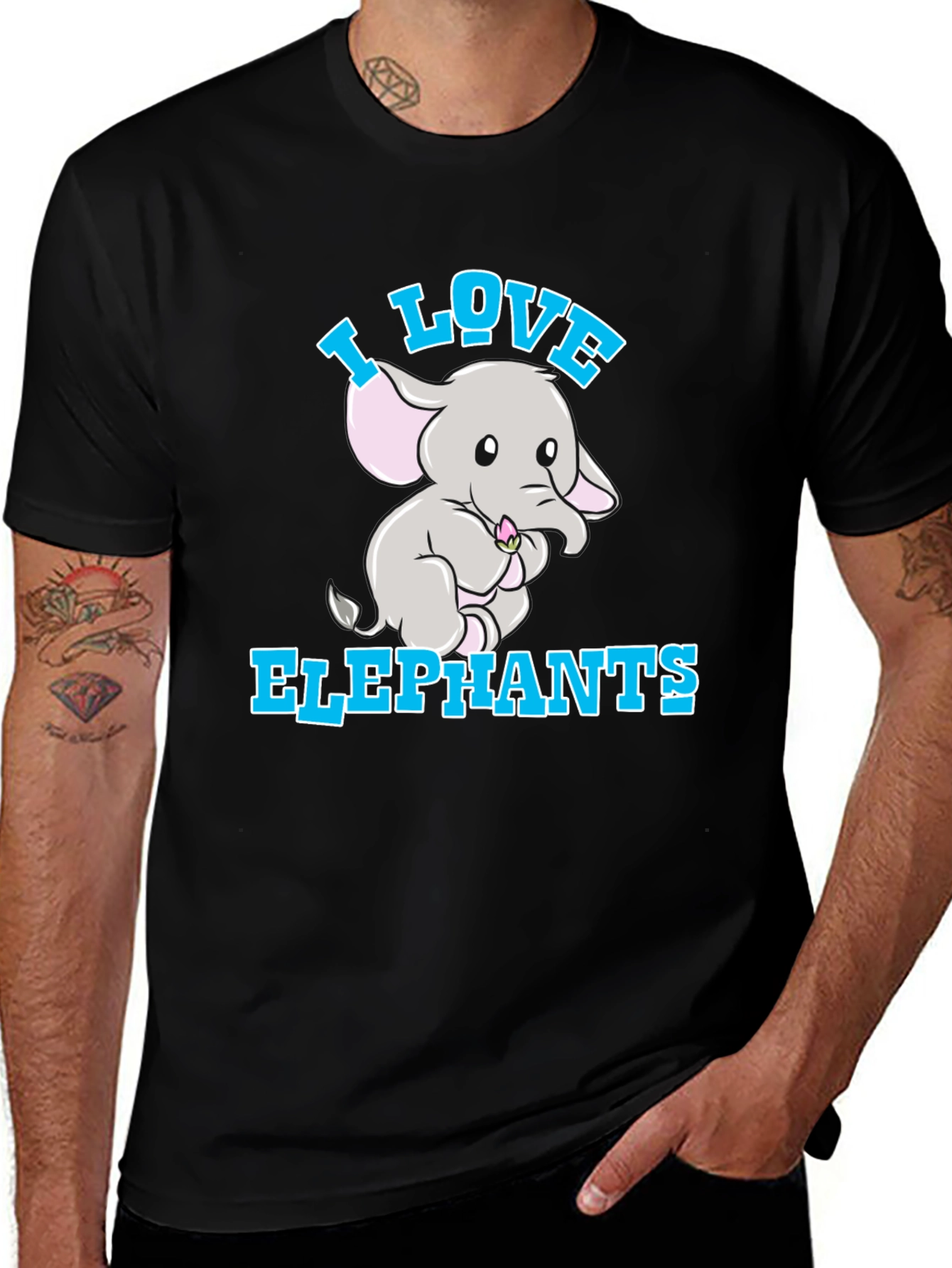 Variant 3 of I Love Elephants Graphic Tee - Cute Design