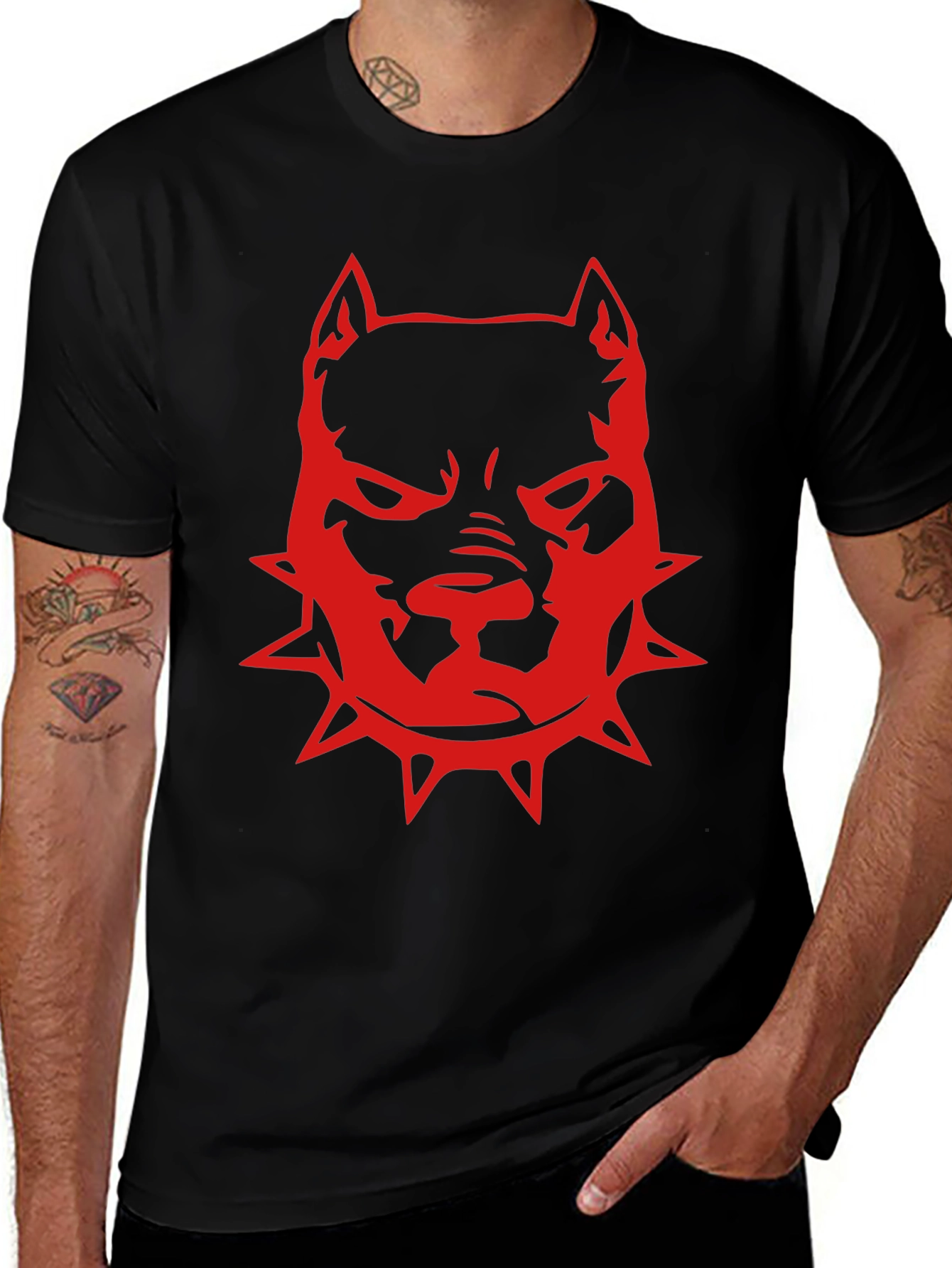 Variant 20 of Red Pitbull Graphic T-Shirt - Black