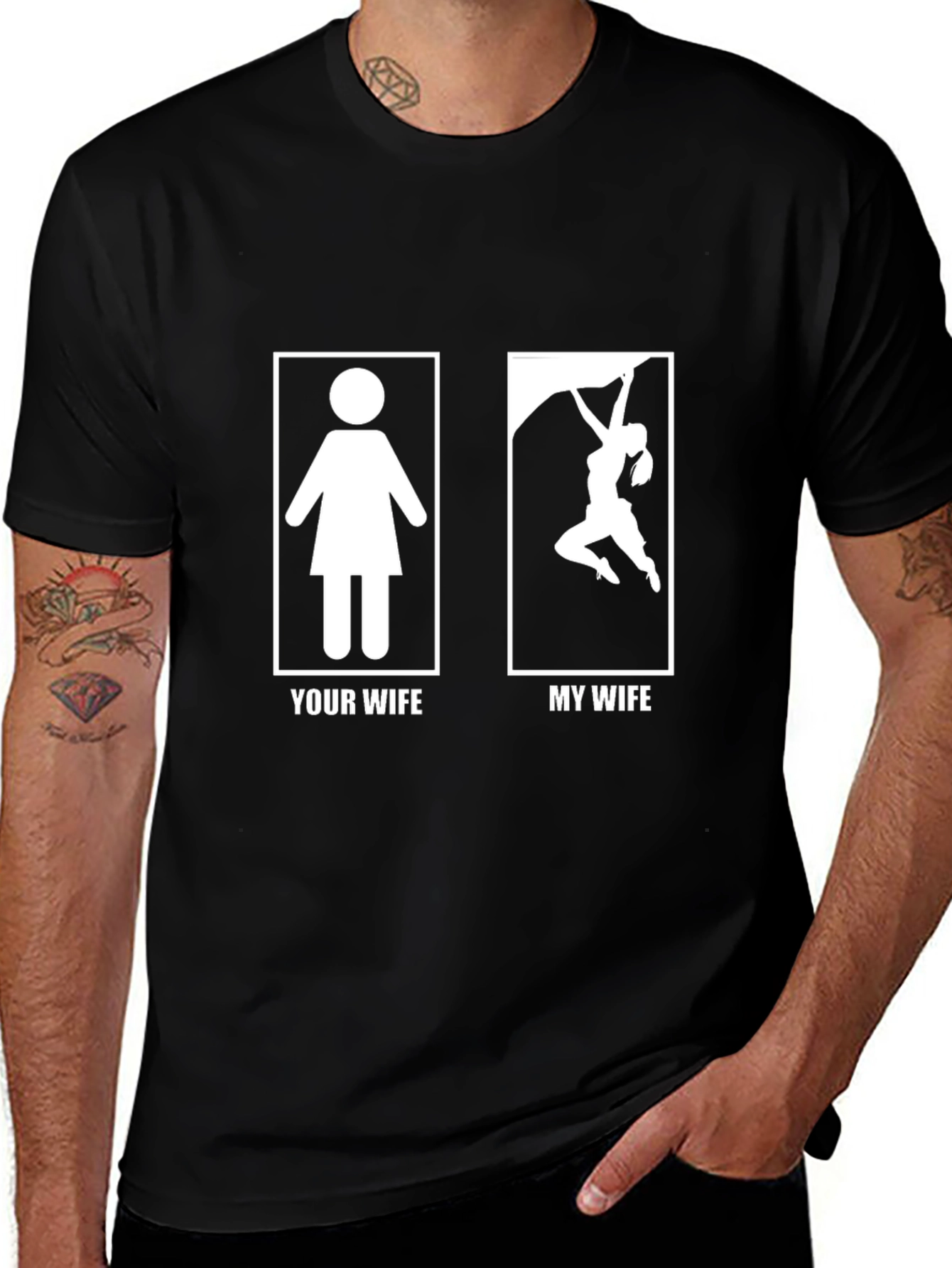 Variant 10 of Humorous "My Wife" Rock Climbing T-Shirt