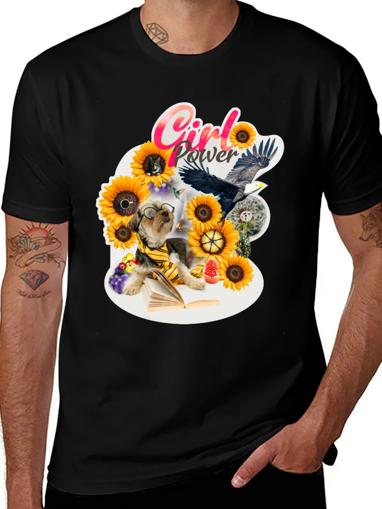 Girl Power Sunflower Dog T-Shirt