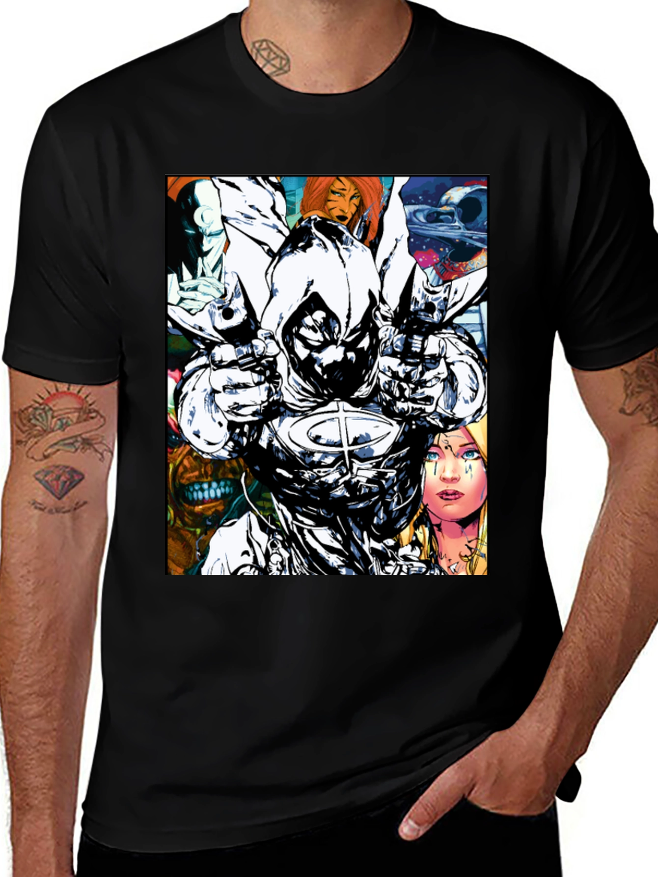 Moon Knight Graphic T-Shirt: Bold Comic Book Style