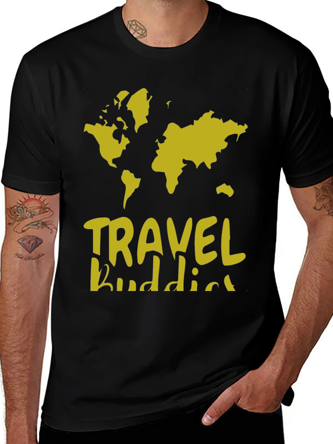 Travel Buddies World Map Graphic T-Shirt