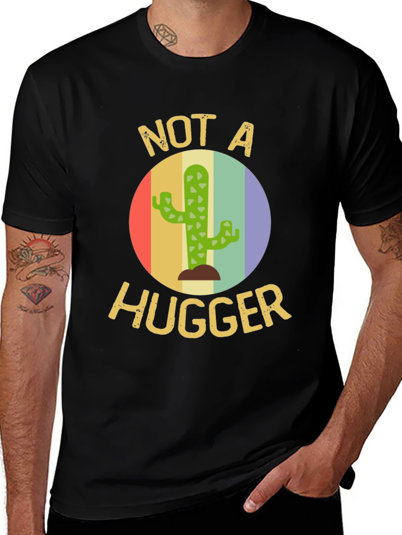 Variant 30 of Not A Hugger Cactus T-Shirt - Funny Sarcastic Tee