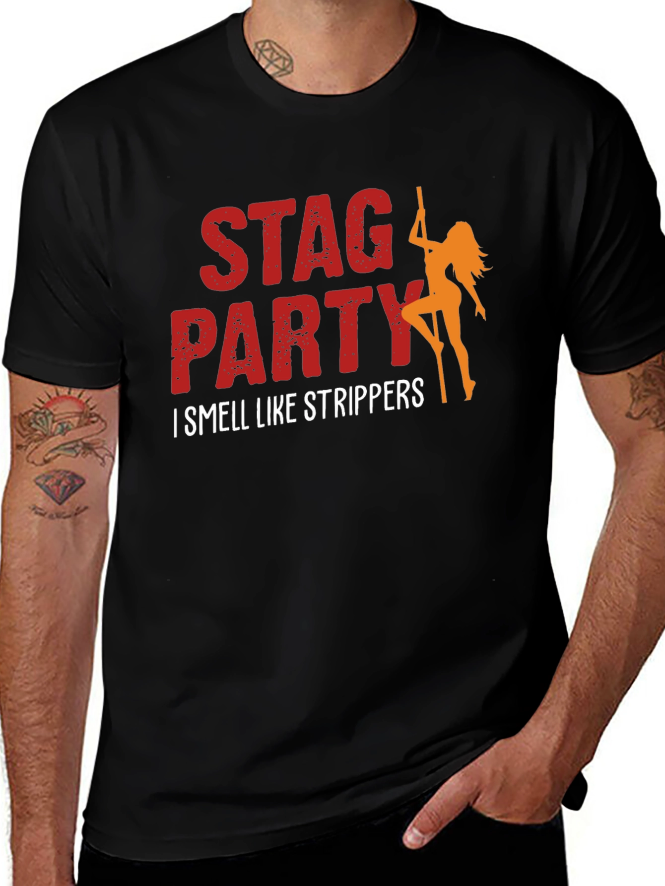 Variant 4 of Stag Party T-Shirt - "I Smell Like Strippers" Graphic Tee