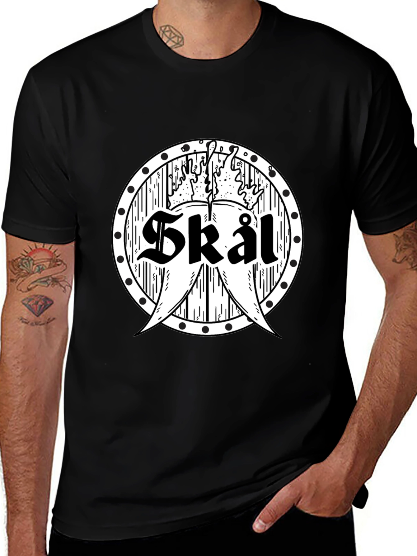 Skål Viking Shield Graphic T-Shirt - Black Cotton Tee
