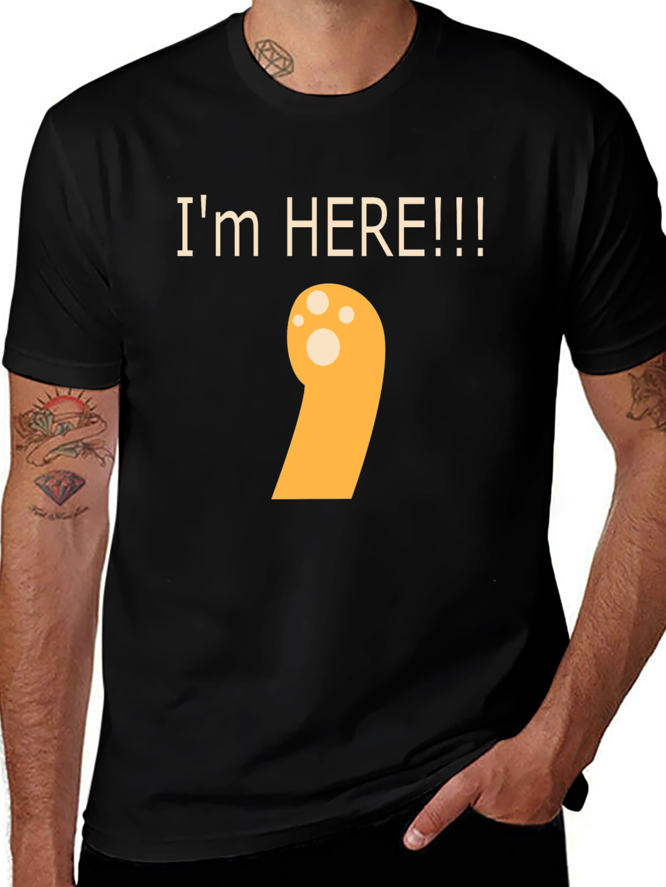 Variant 30 of I'm Here Funny Ghost Paw Print T-Shirt