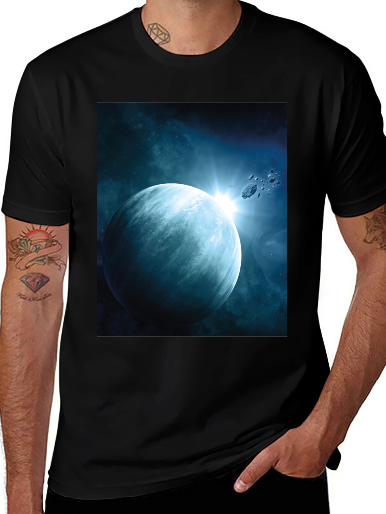Variant 3 of Space Planet Graphic Tee - Black