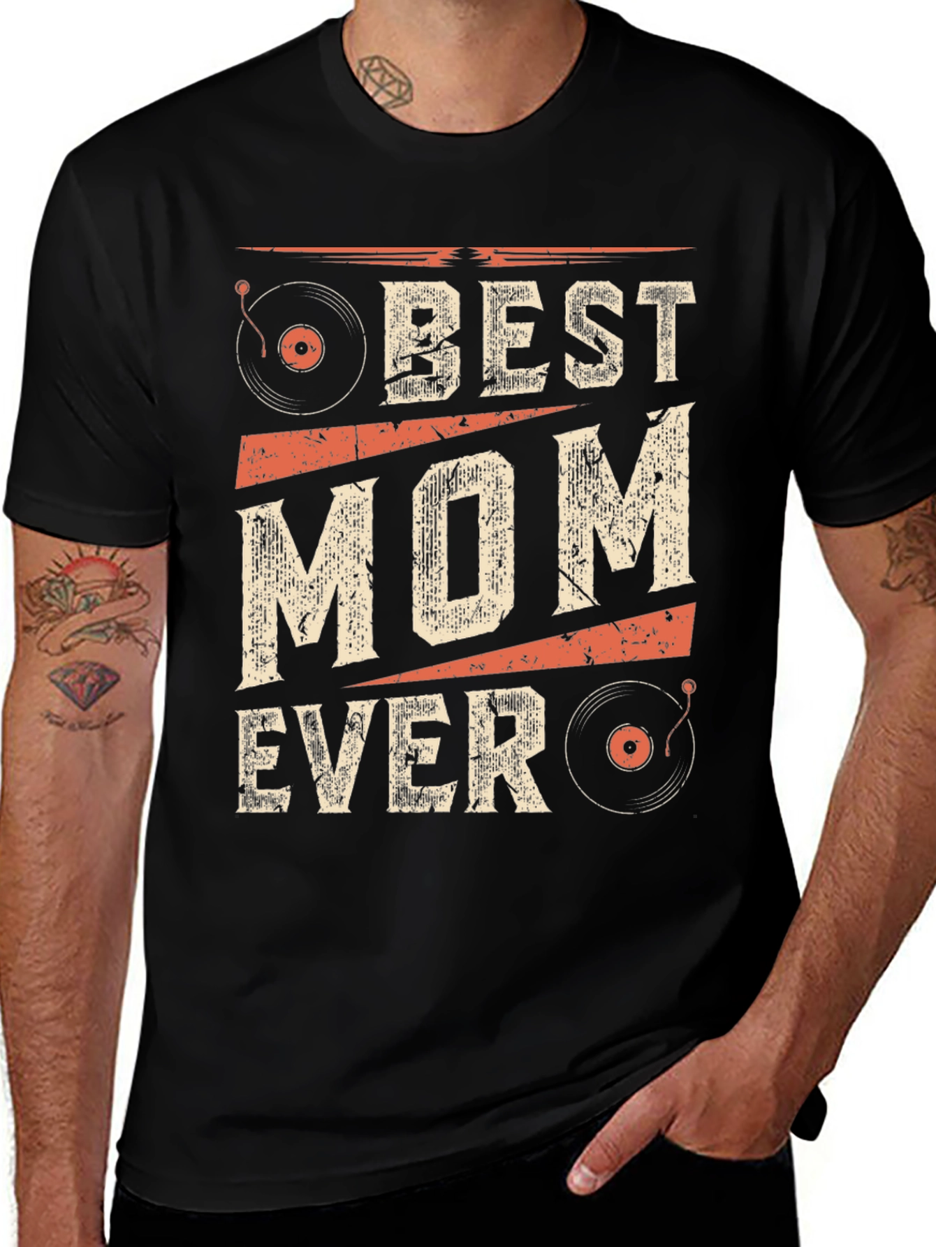 Variant 29 of Best Mom Ever Graphic Tee - Retro Vinyl Design