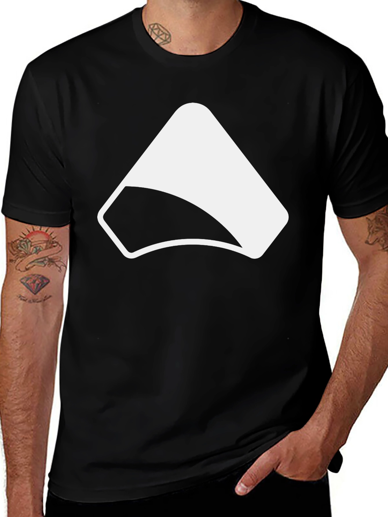 Variant 24 of Modern Black T-Shirt with Abstract White Graphic