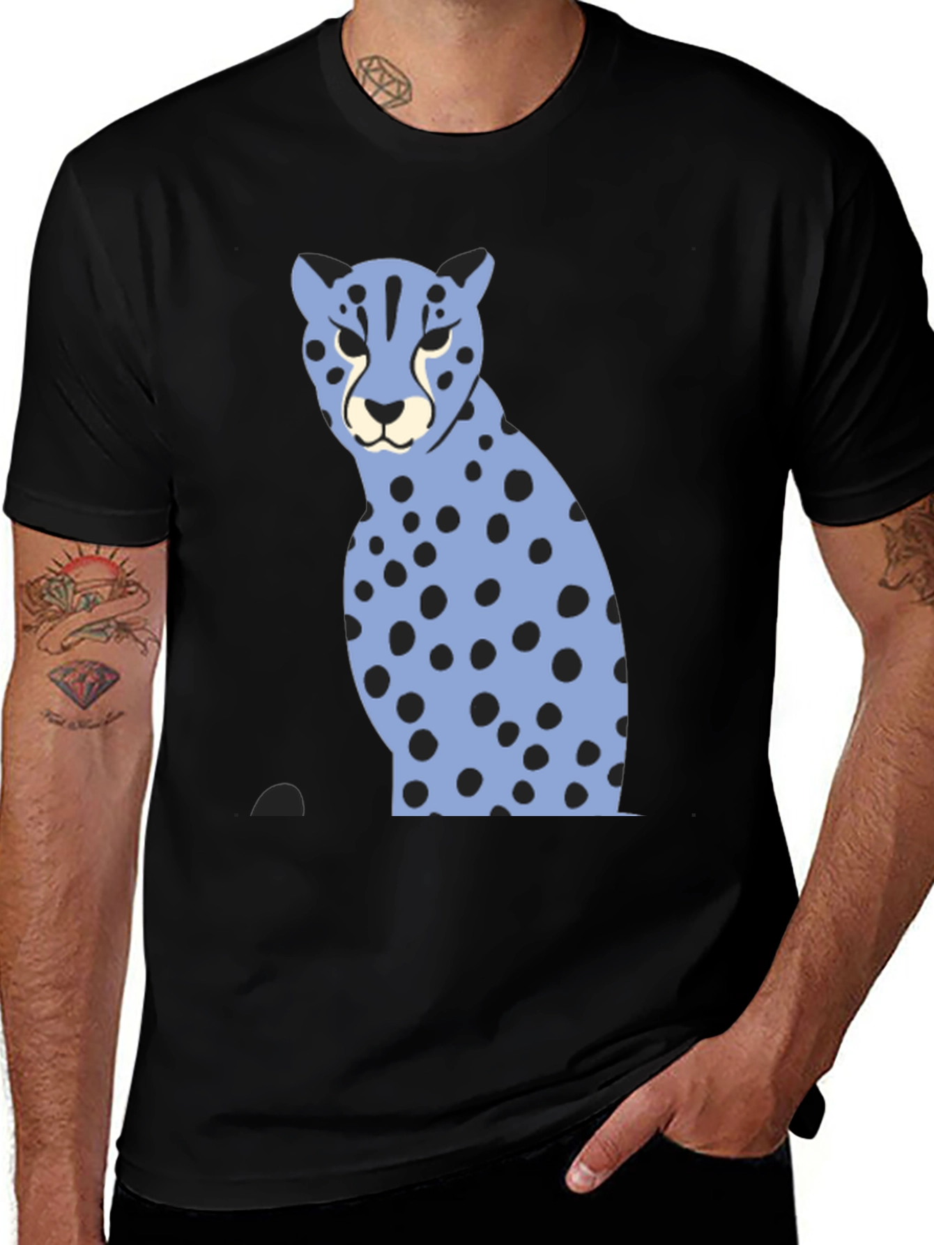 Variant 12 of Cool Cat Graphic Tee - Stylish Men's Black T-Shirt