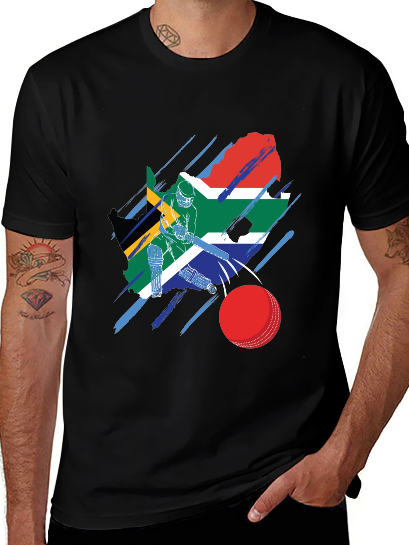 Variant 22 of South Africa Cricket Flag Graphic Tee