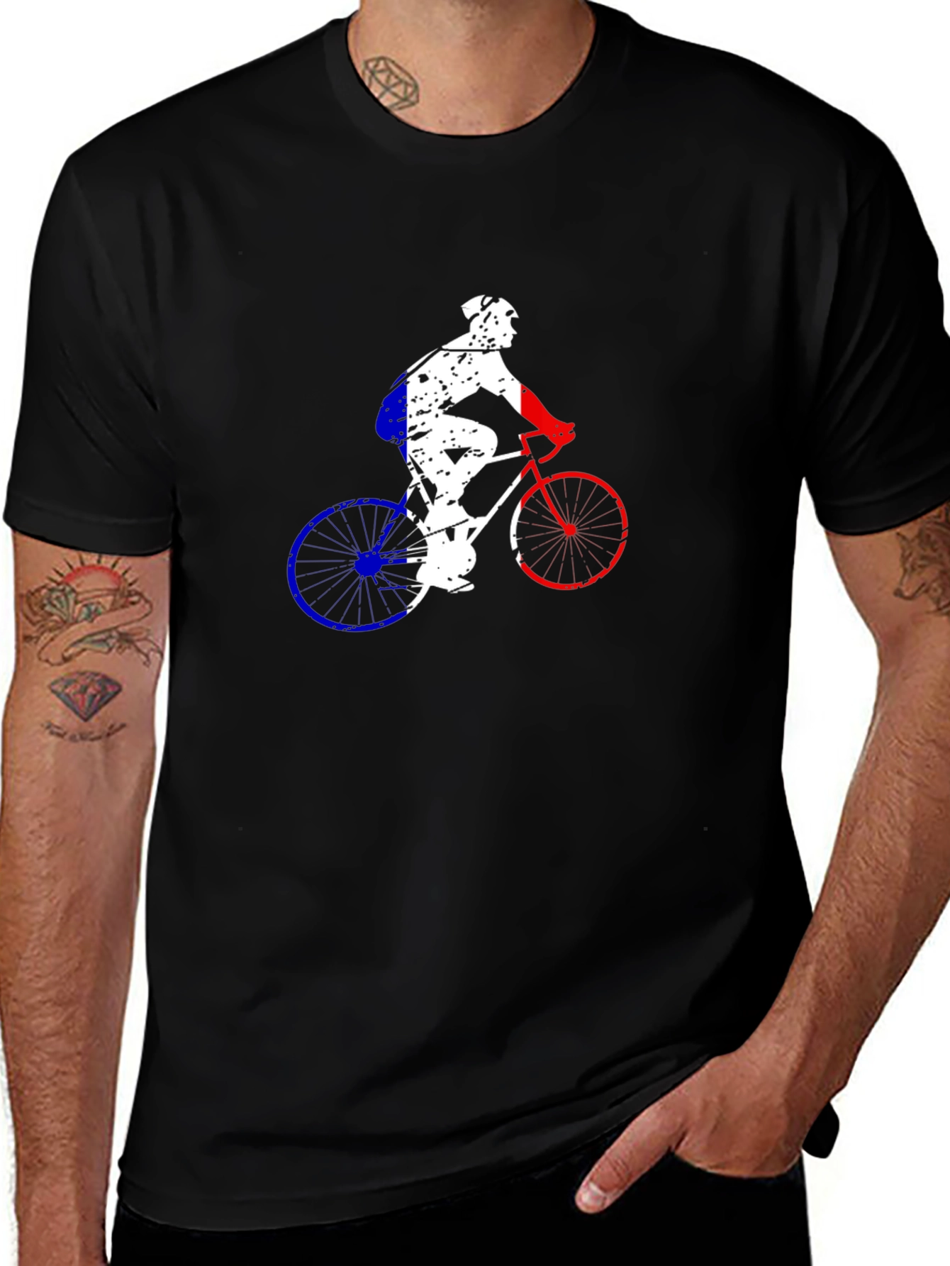 Variant 10 of Cycling France Flag Graphic Tee - Black