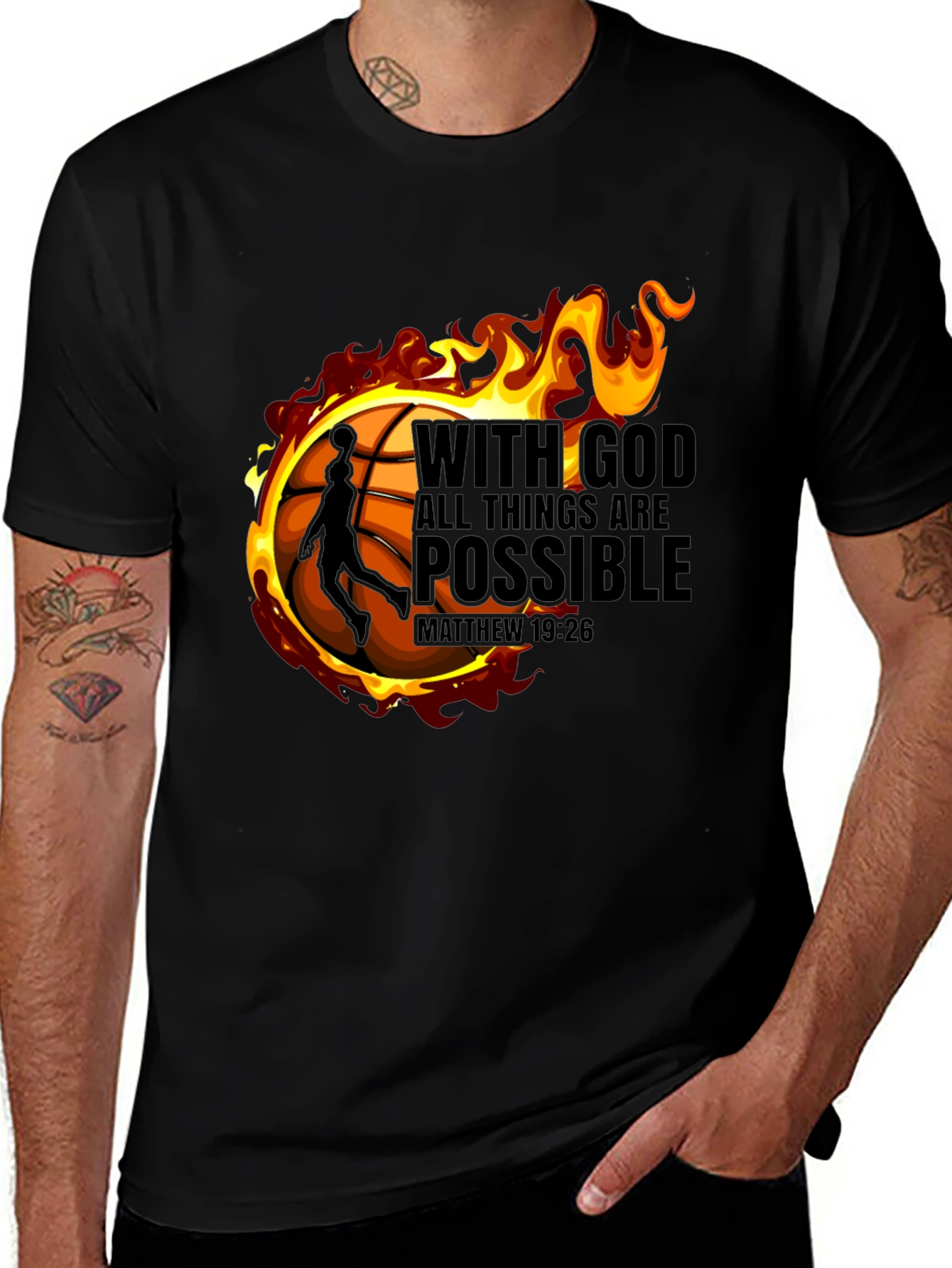 Variant 16 of Faith-Inspired Basketball Graphic T-Shirt
