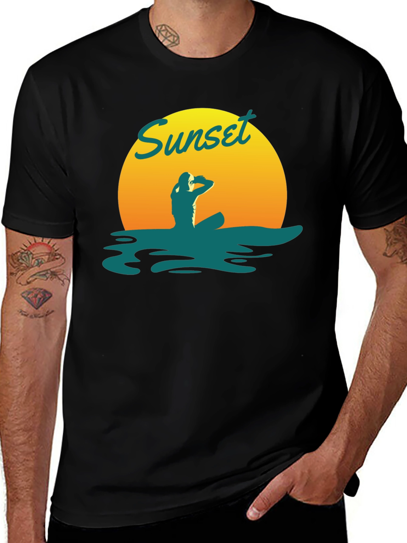 Sunset Kayak Graphic Tee - Black