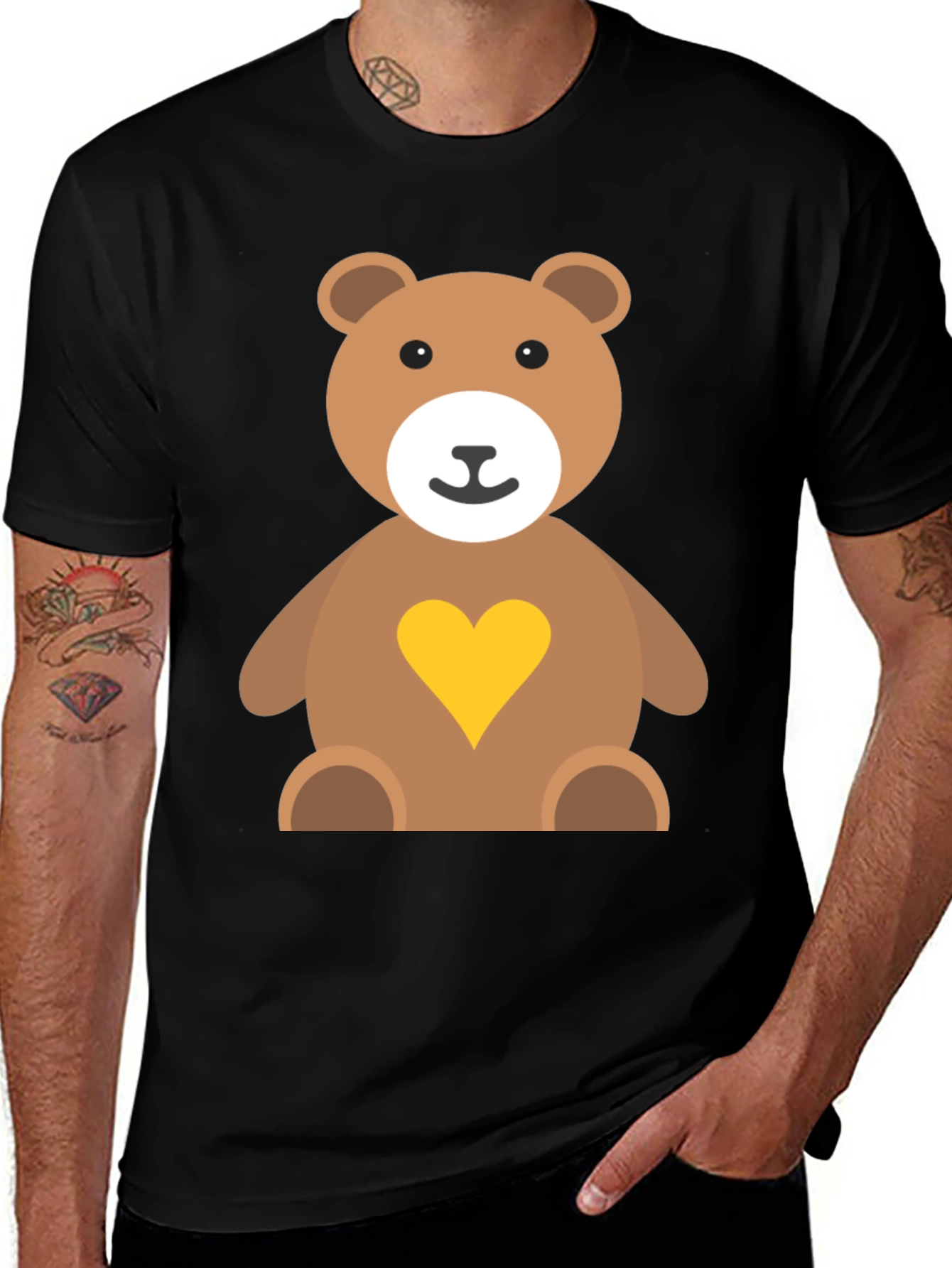 Variant 11 of Cute Teddy Bear Heart Graphic Tee - Soft Cotton Blend Shirt
