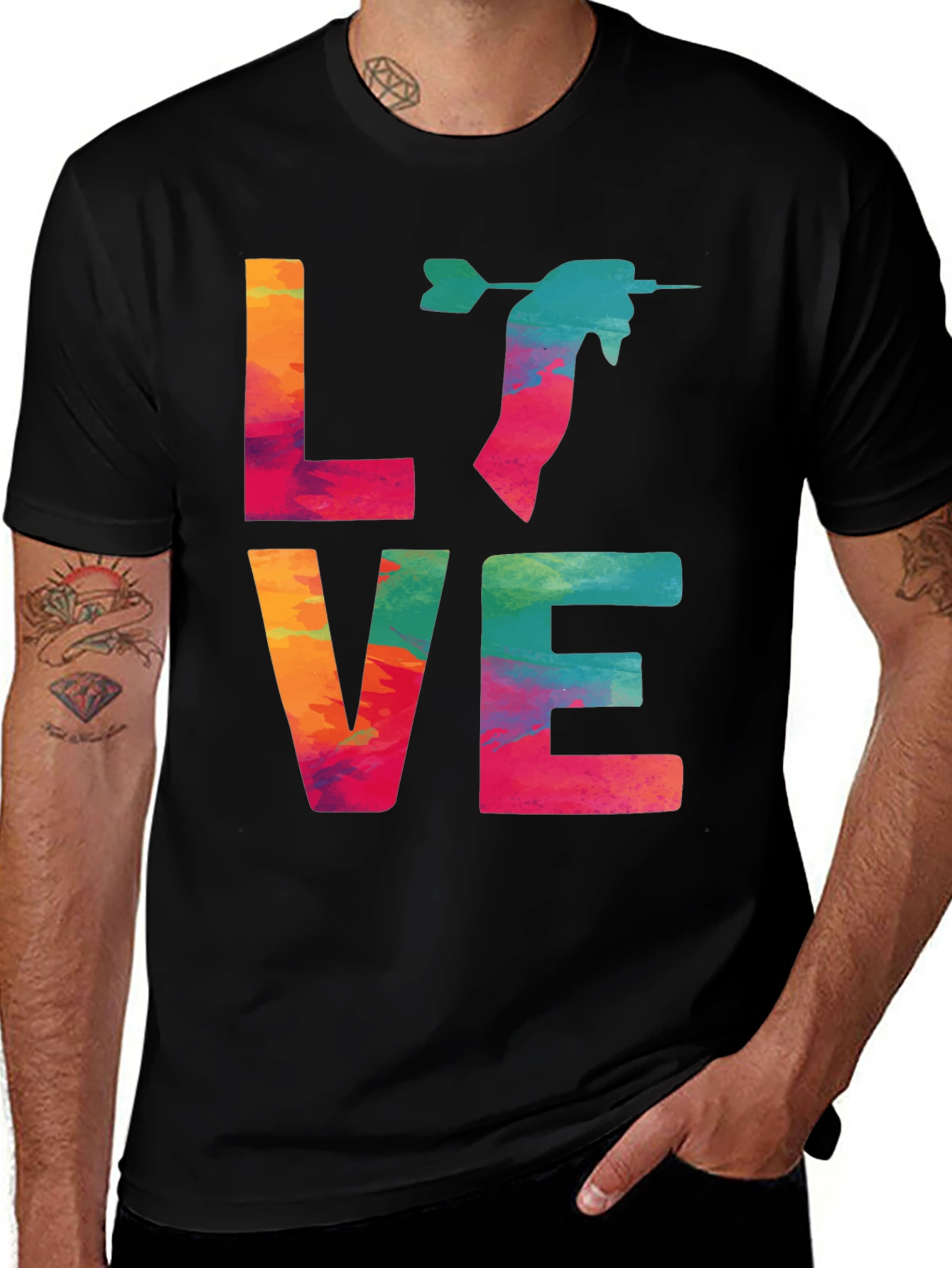 Variant 18 of Love Darts Graphic T-Shirt - Colorful Design
