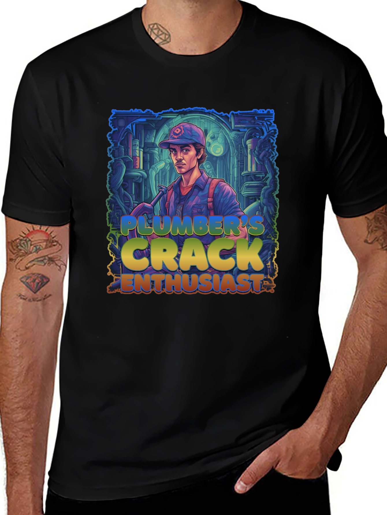 Variant 7 of Plumber's Crack Enthusiast Graphic Tee