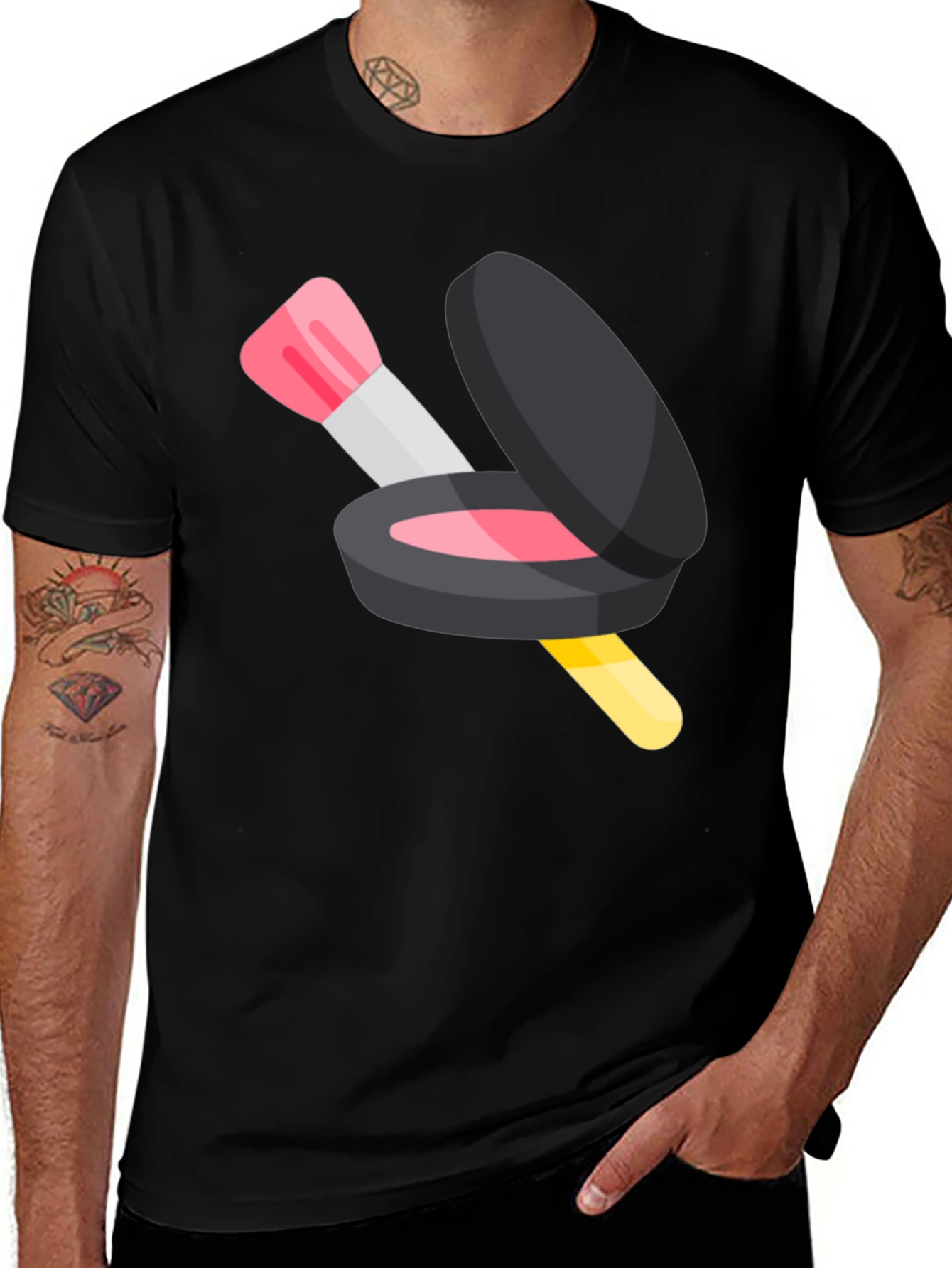 Variant 6 of Makeup Compact and Brush Graphic Tee - Stylish Design