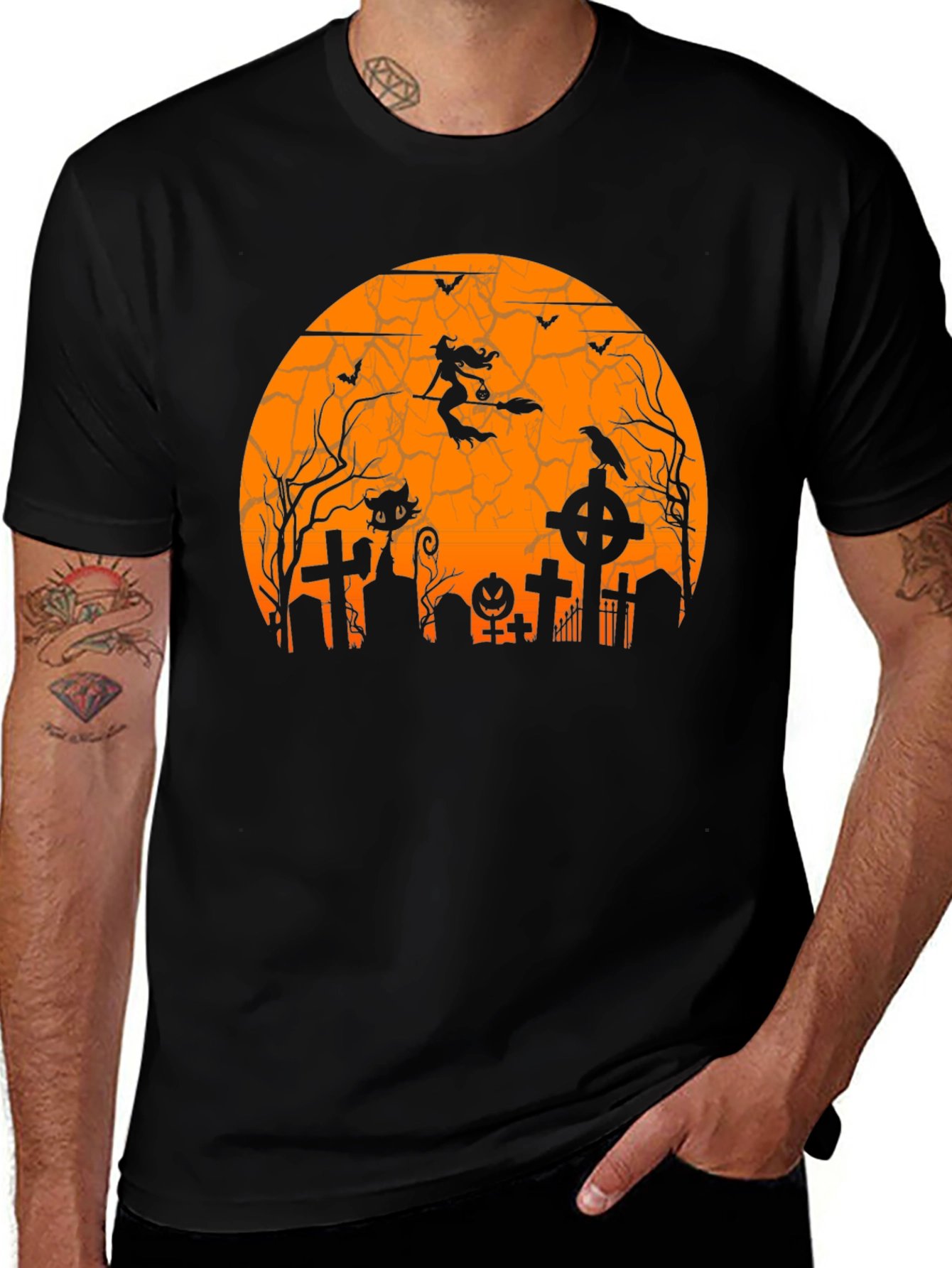 Halloween Witch & Cemetery T-Shirt