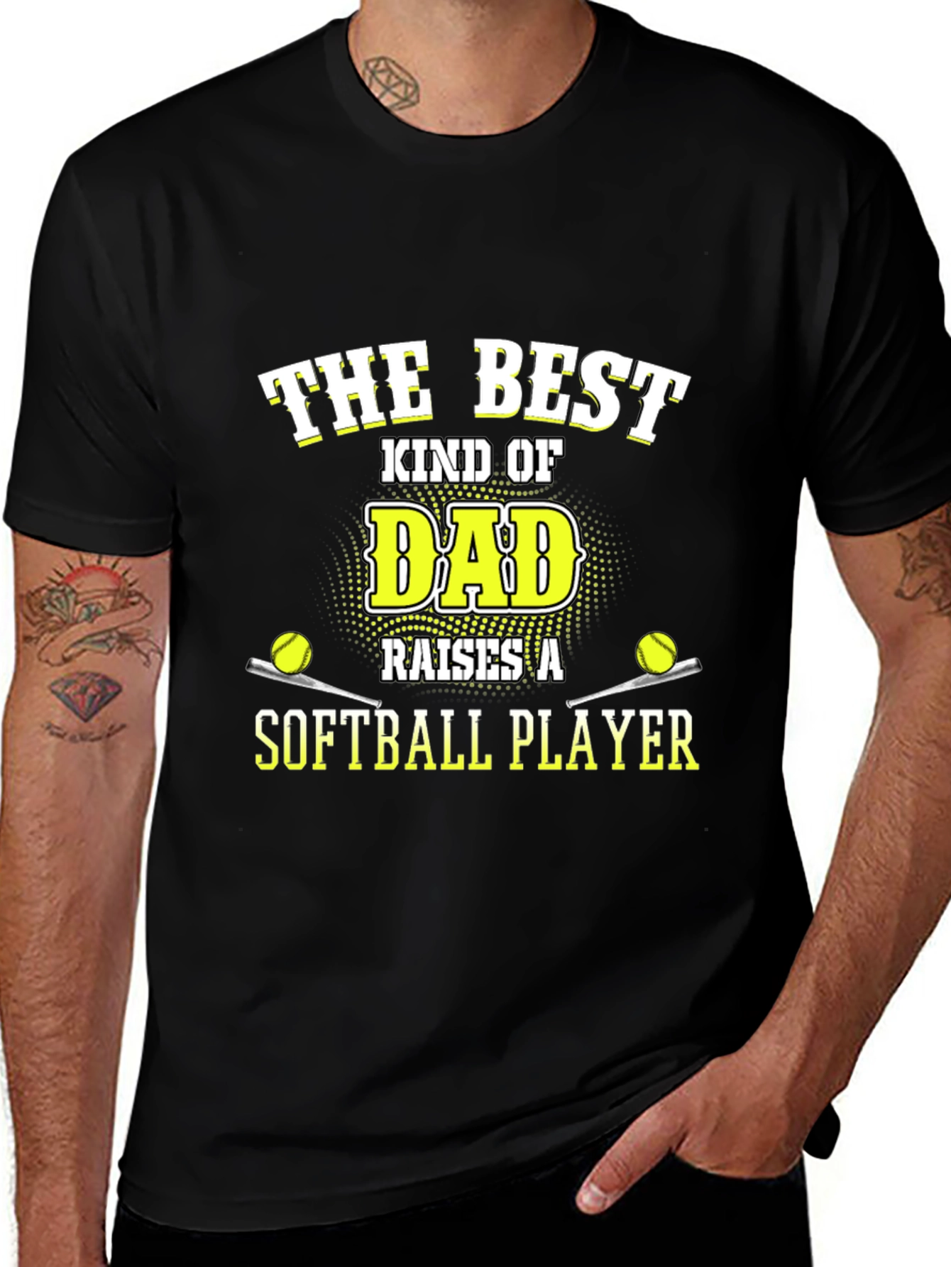 Variant 19 of Best Dad Softball Player T-Shirt - Black