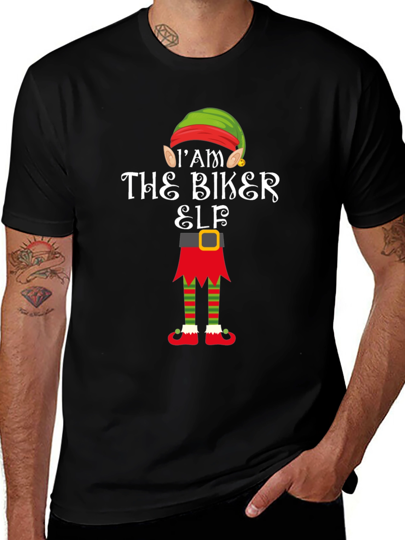 I'm The Biker Elf T-Shirt Funny Christmas Tee