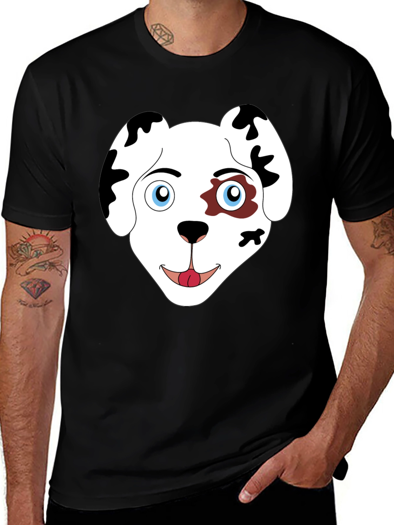 Variant 4 of Dog Face Graphic Print Black T-Shirt