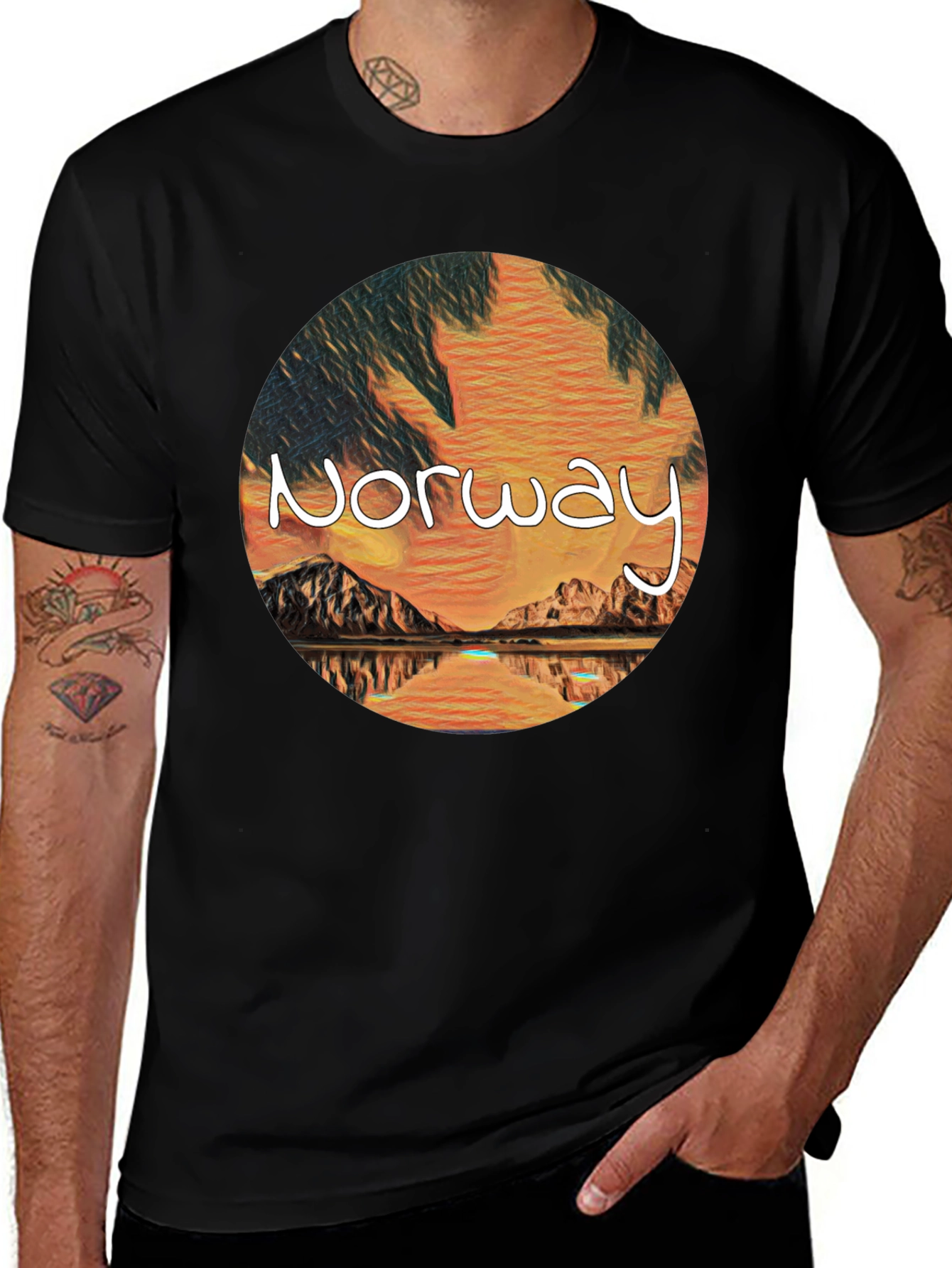 Variant 30 of Norway Landscape Graphic Tee - Artistic Design