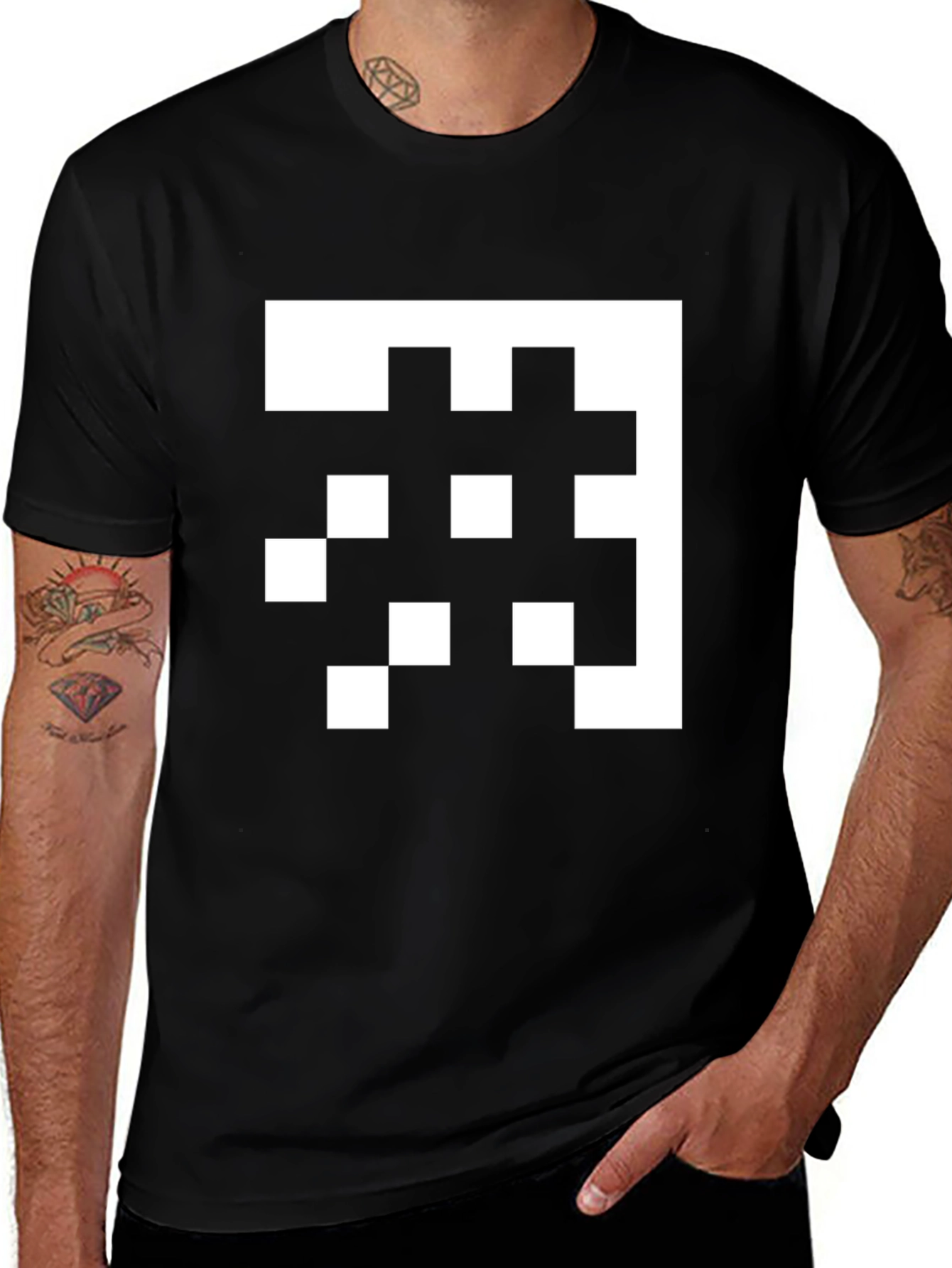 Variant 5 of Pixelated Pattern Black T-Shirt