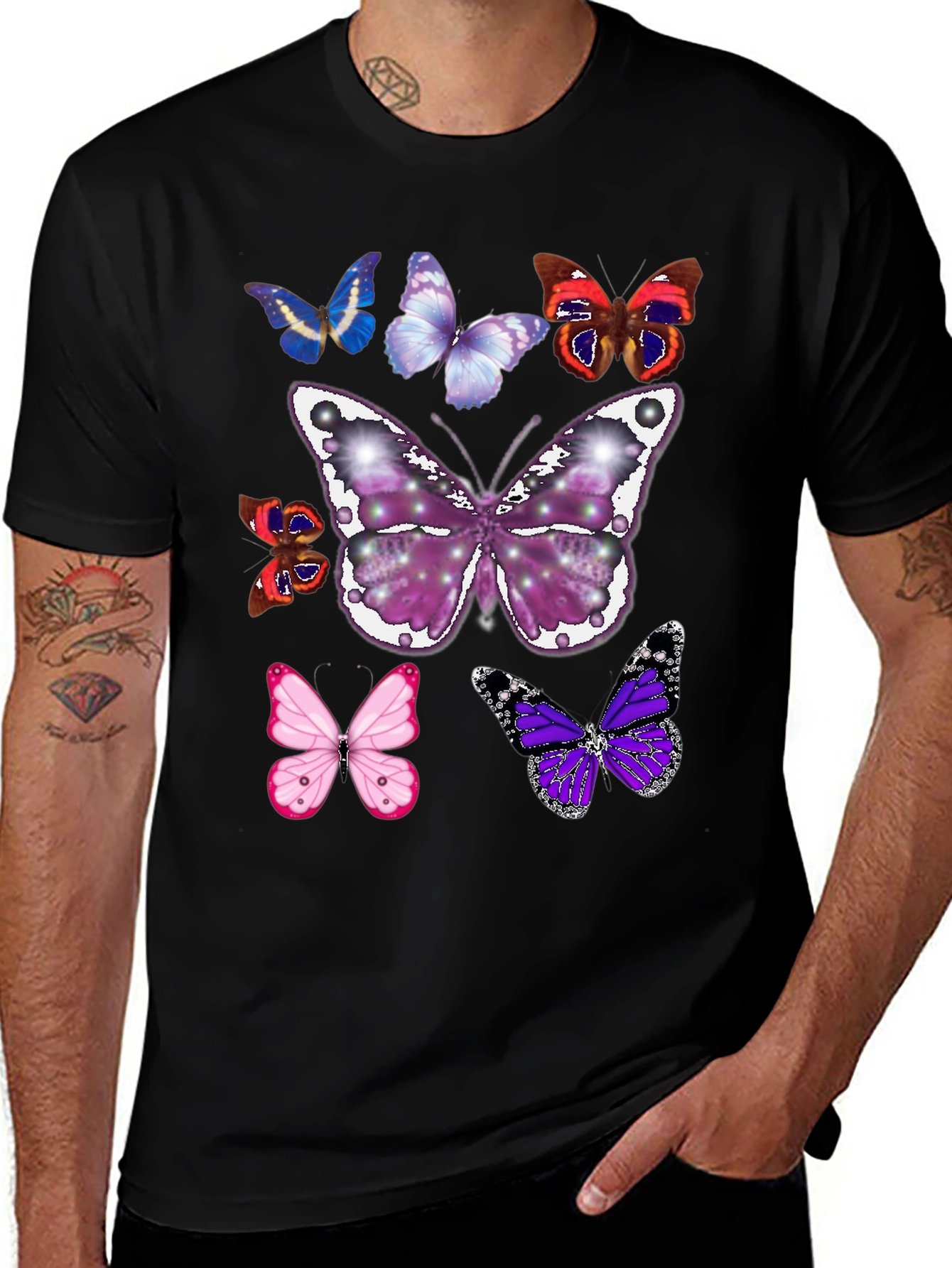 Variant 16 of Butterfly Print Crew Neck T-Shirt