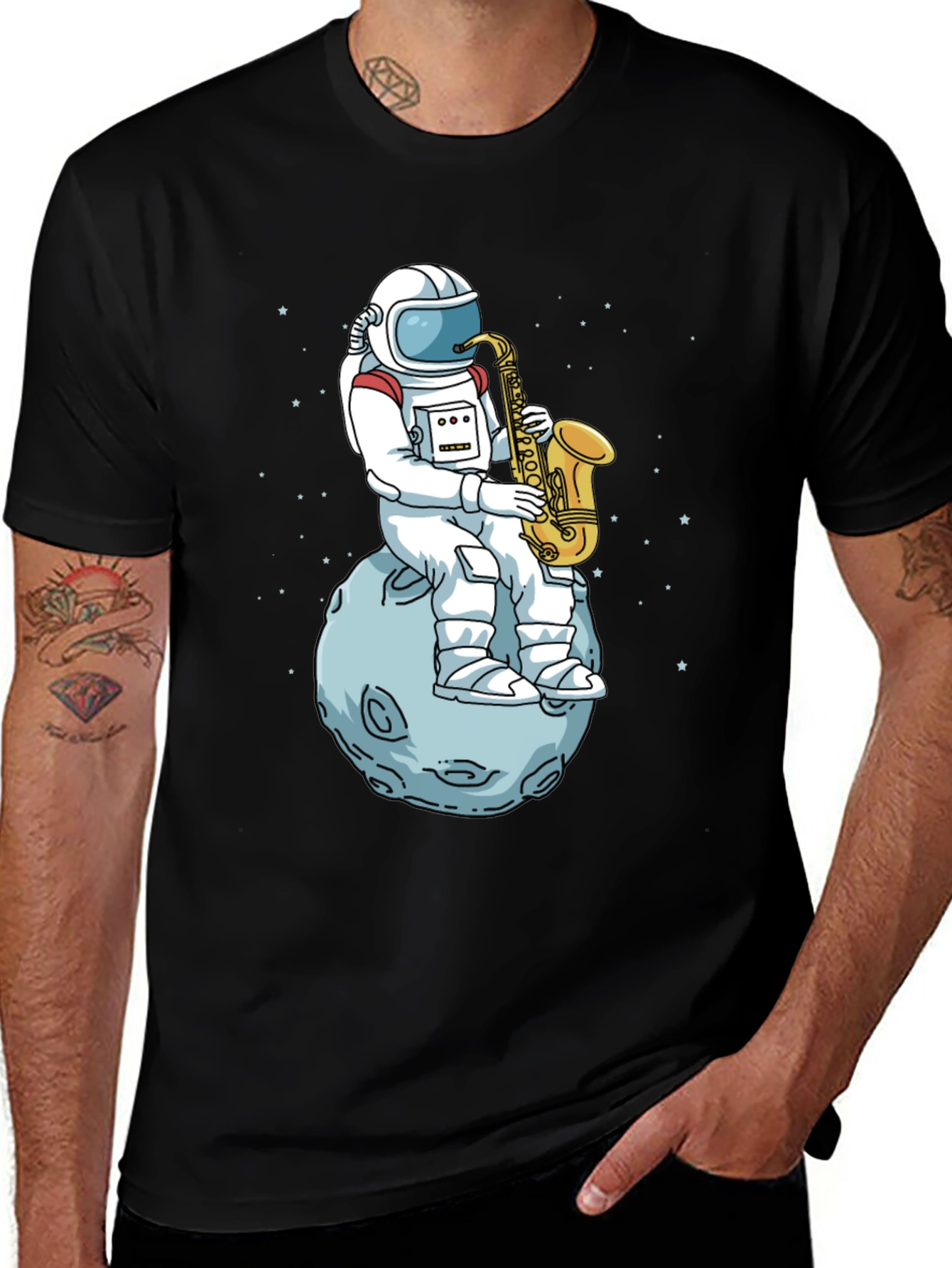 Variant 9 of Astronaut Saxophone T-Shirt - Space Musician Tee