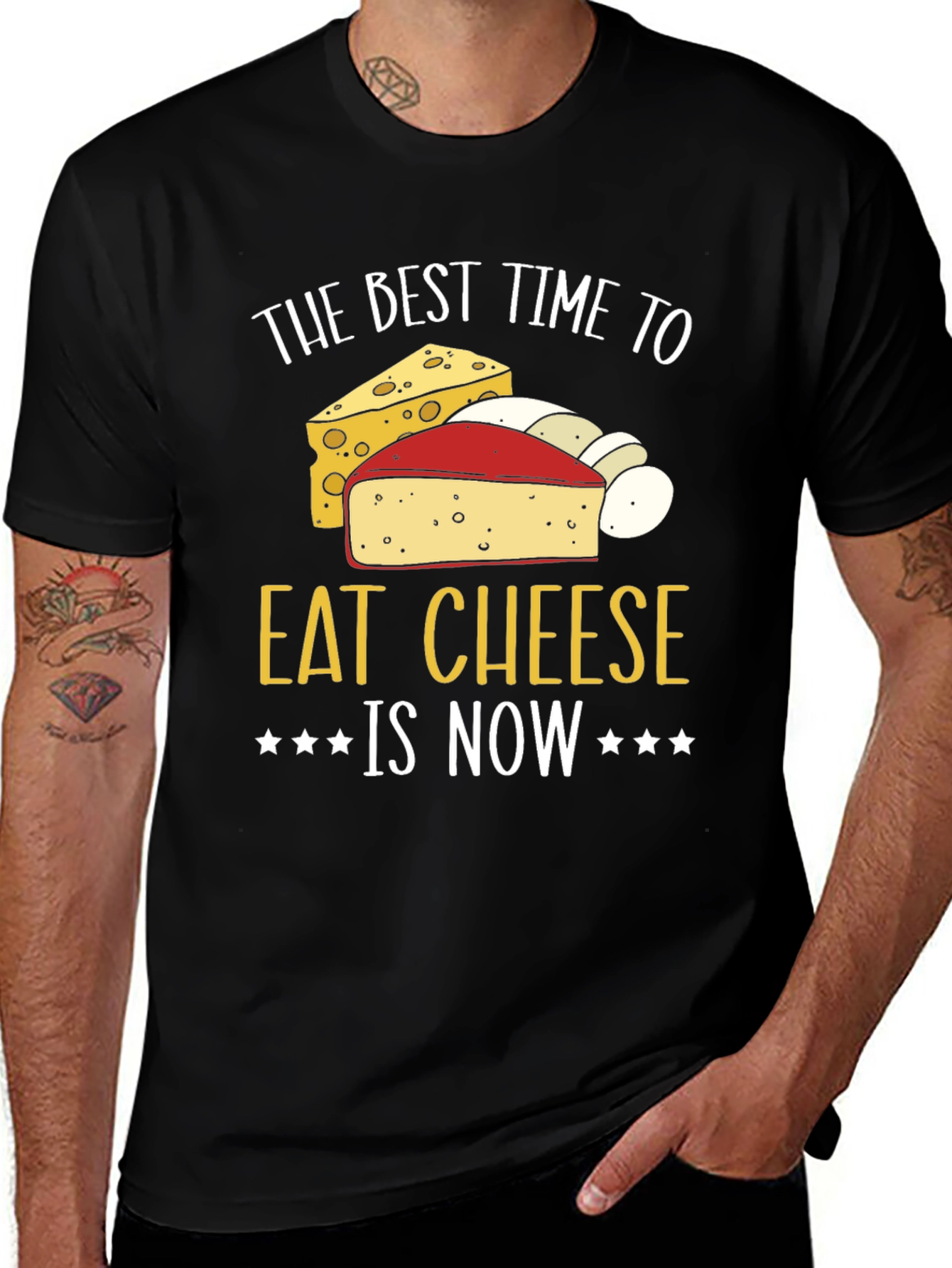 Variant 20 of Funny Cheese Lover T-Shirt - The Best Time to Eat Cheese is Now