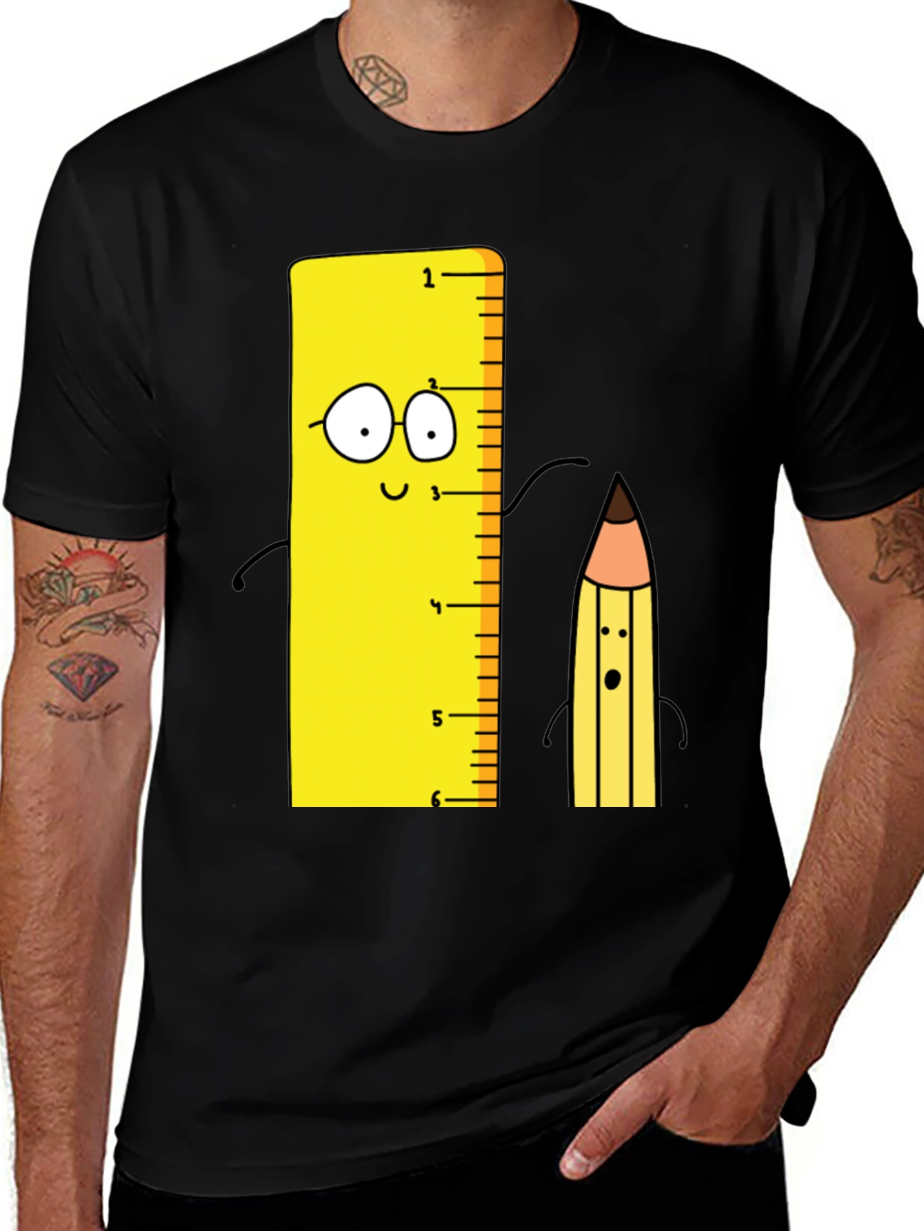 Funny Ruler and Pencil Graphic Tee