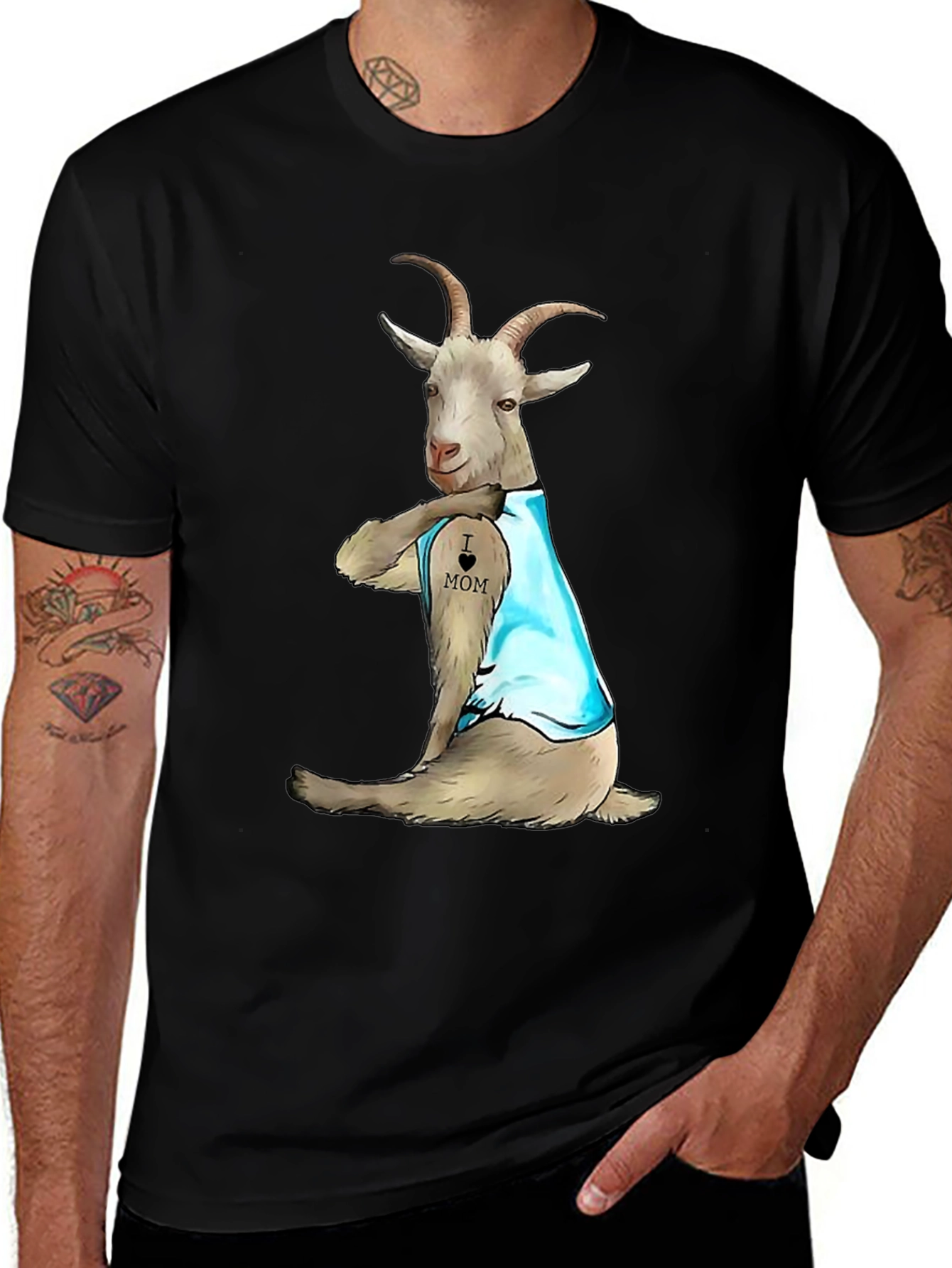 Goat 'I Heart Mom' Tattoo T-Shirt