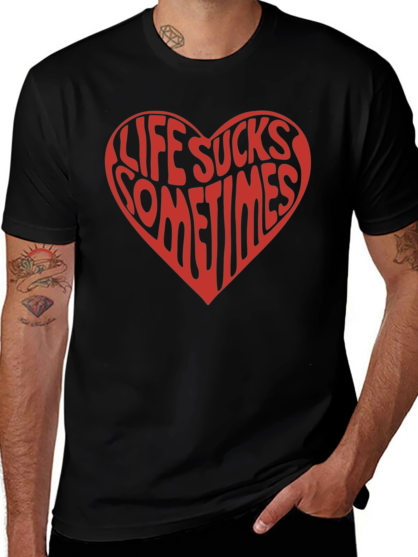 Variant 13 of Life Sucks Sometimes Heart Graphic T-Shirt