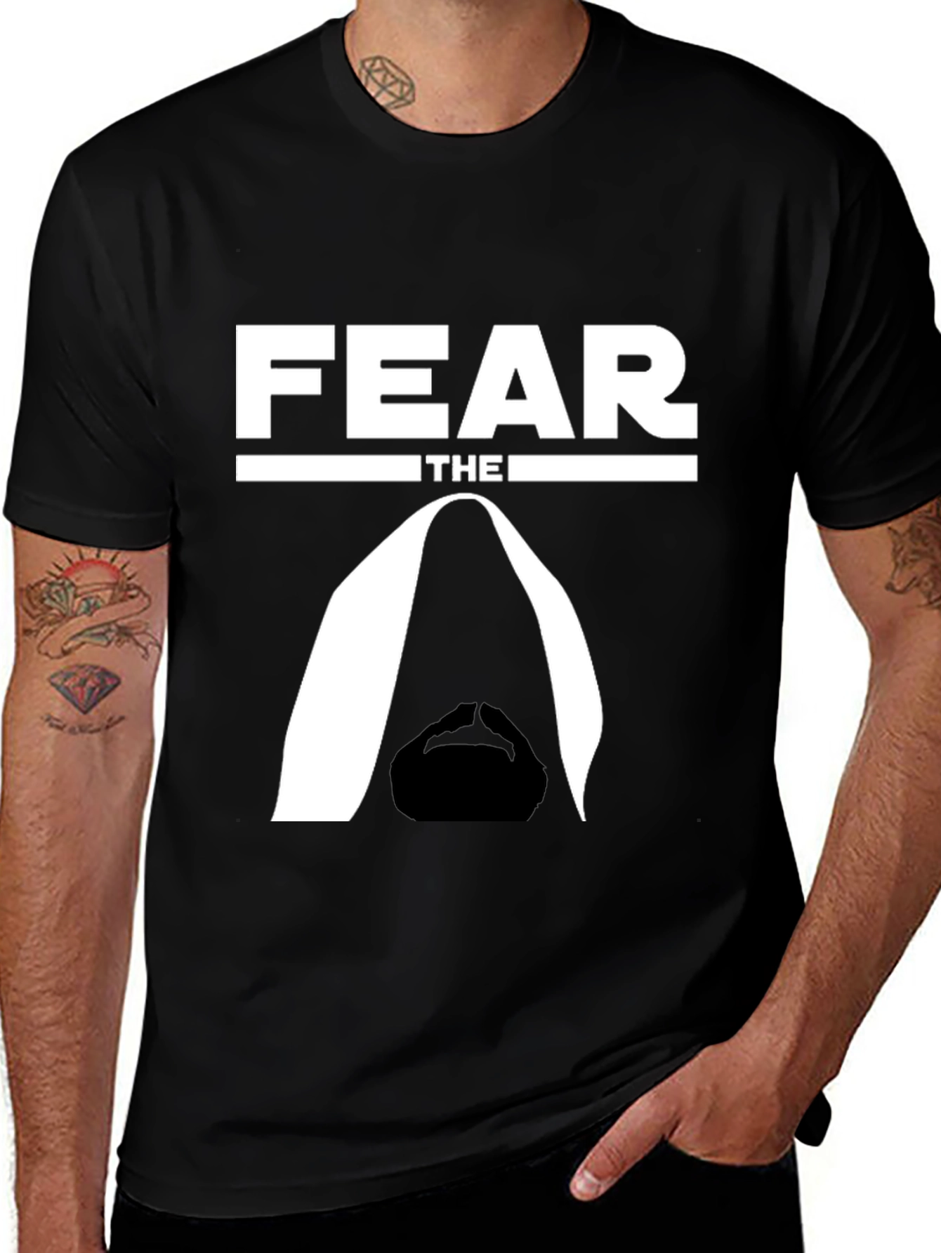 Variant 28 of Fear the Beard T-Shirt - Black Cotton Tee
