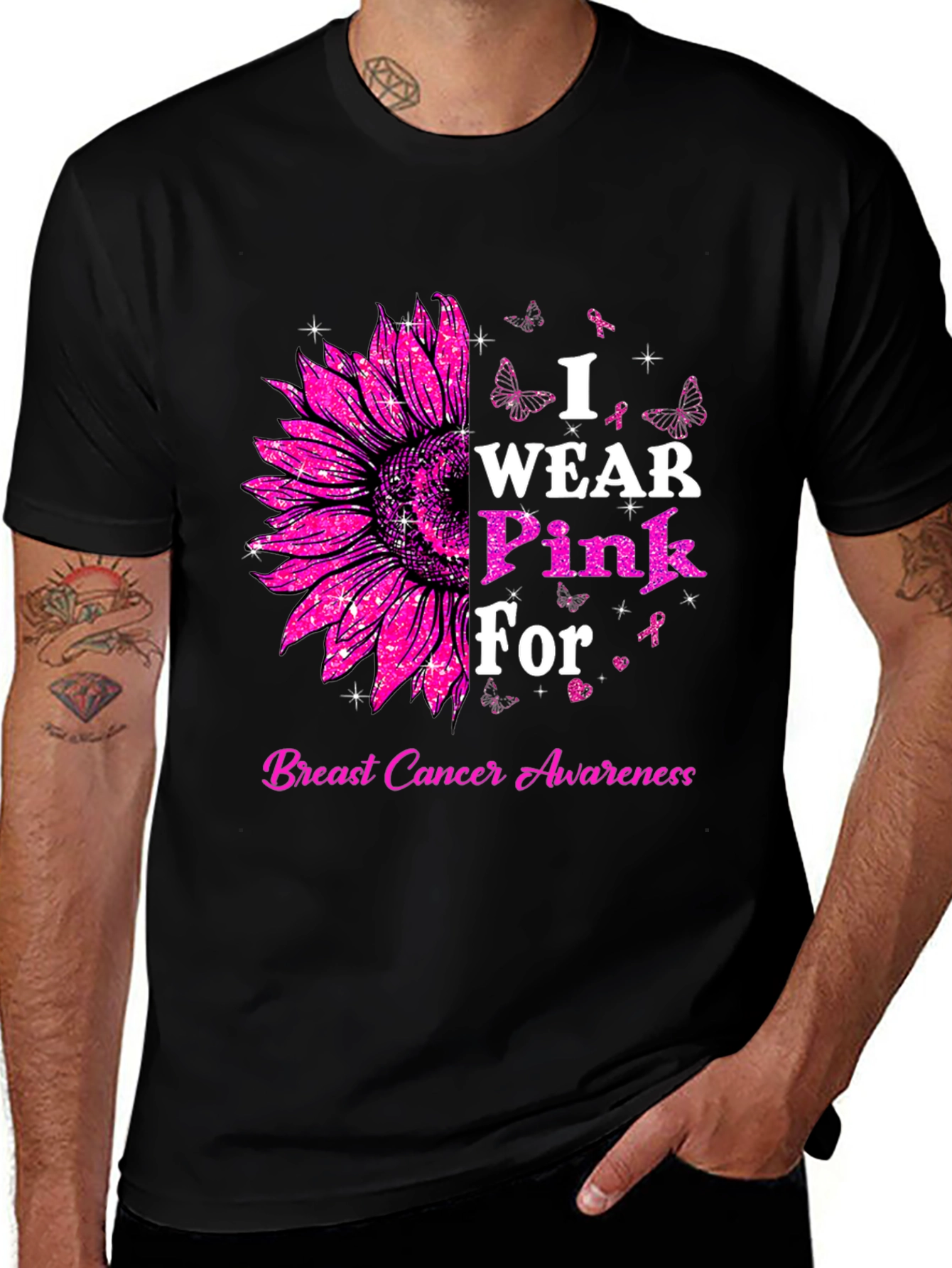 Variant 27 of Pink Breast Cancer Awareness Sunflower T-Shirt
