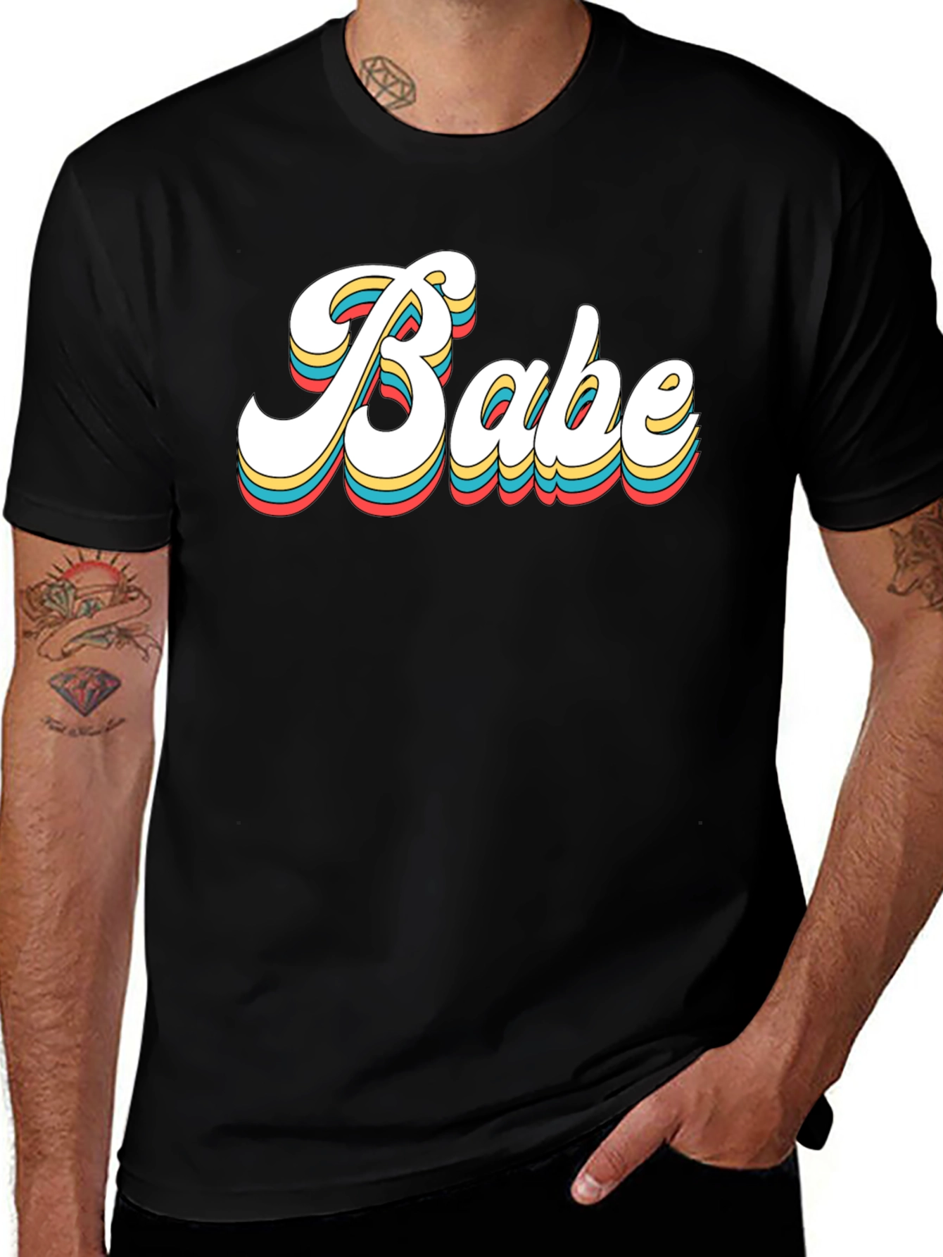 Variant 24 of Retro 'Babe' Graphic Black T-Shirt