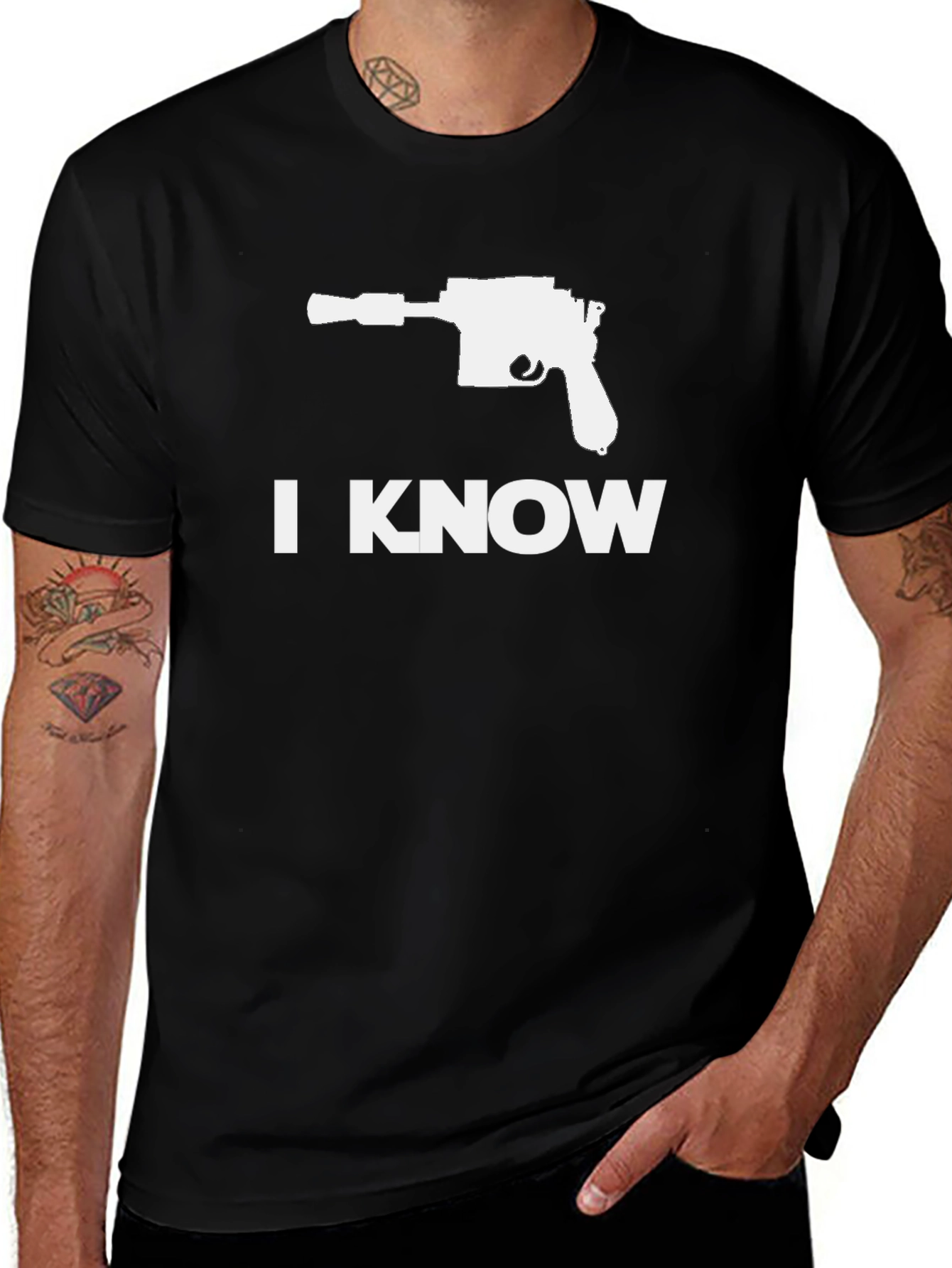 I Know Han Solo Blaster Tee - Black Cotton Blend Star Wars Shirt