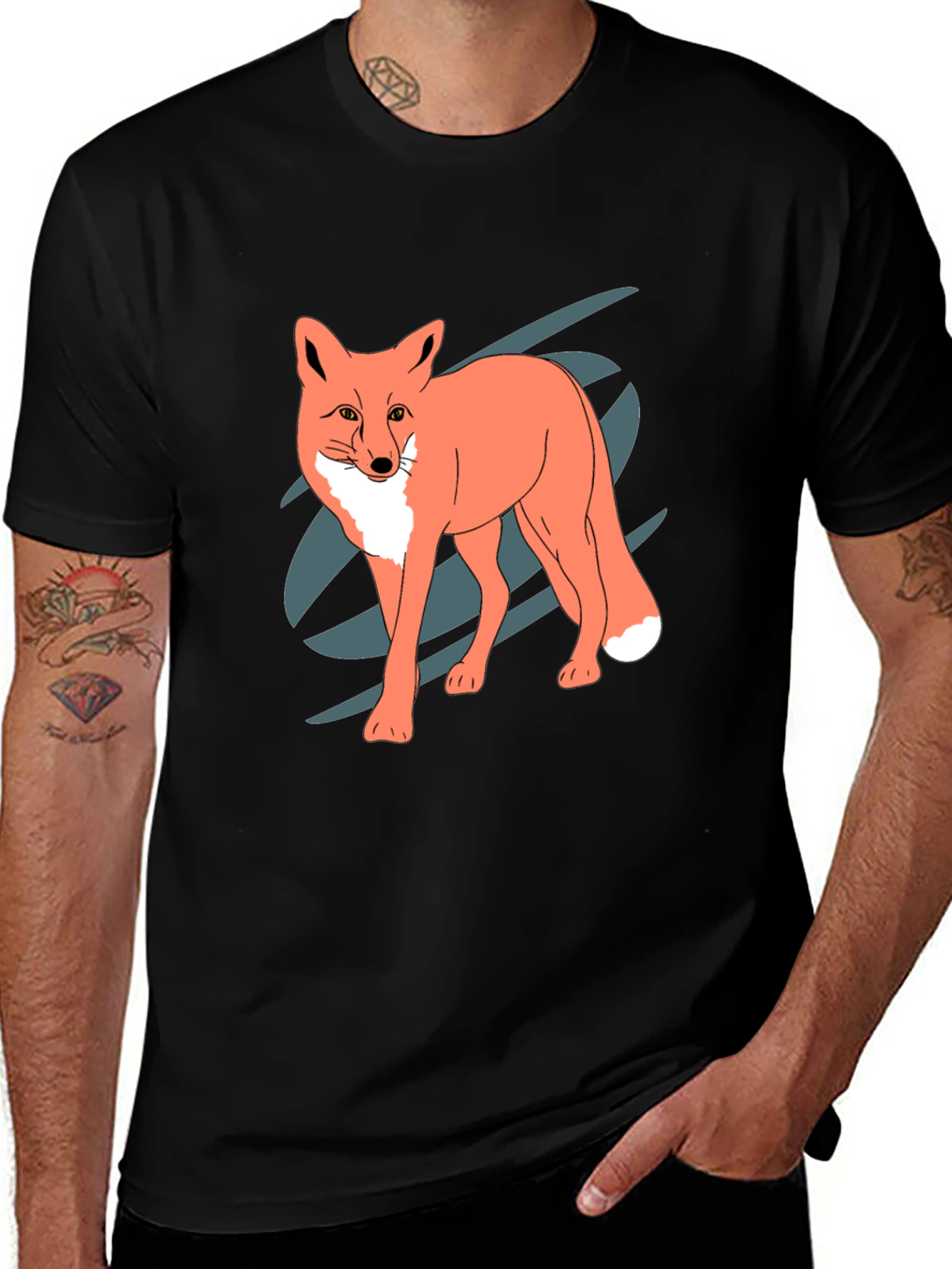 Variant 29 of Cool Fox Graphic Black T-Shirt