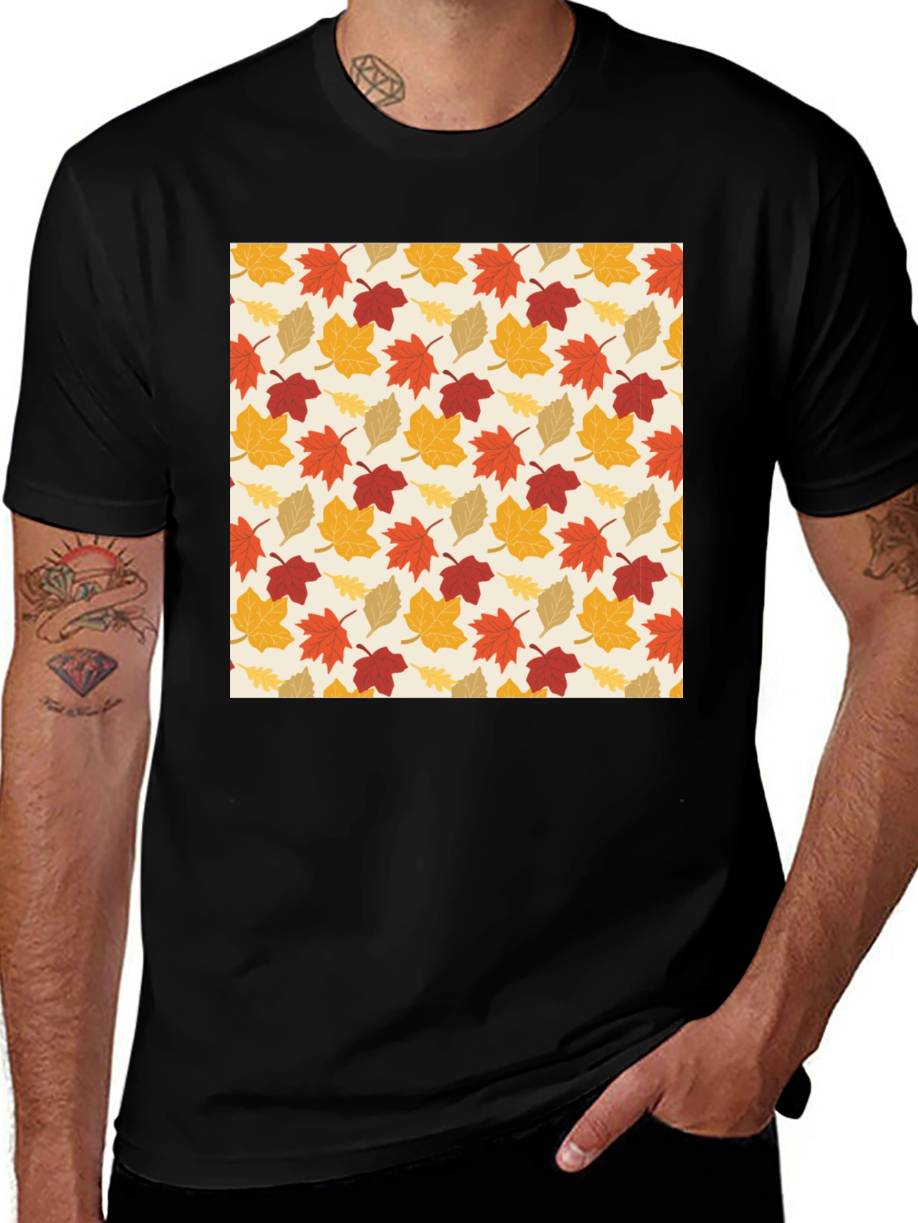 Variant 23 of Autumn Leaves Pattern T-Shirt - Fall Fashion
