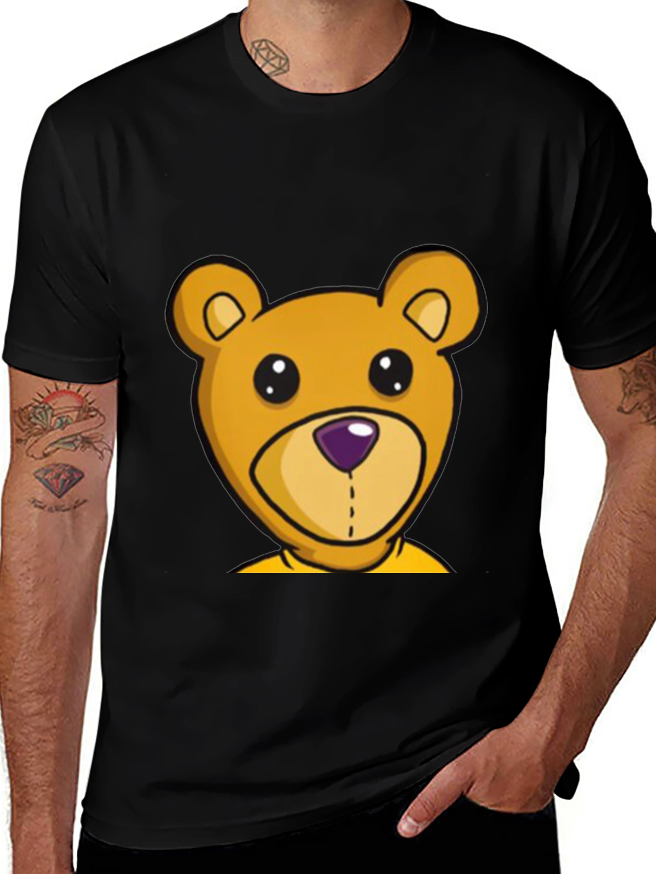 Cute Cartoon Bear Graphic Tee - Soft Cotton Comfort
