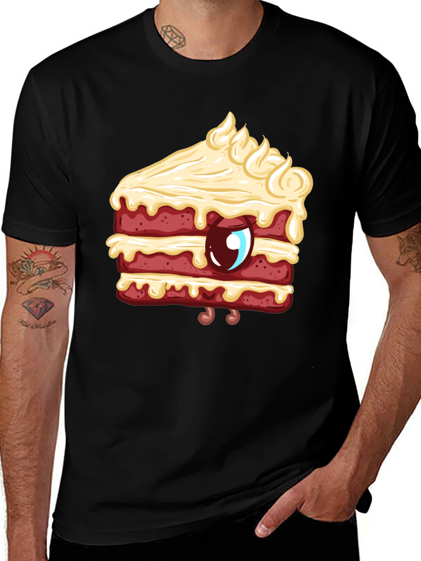 Variant 2 of Cartoon Cake Slice Graphic Tee - Sweet Style!