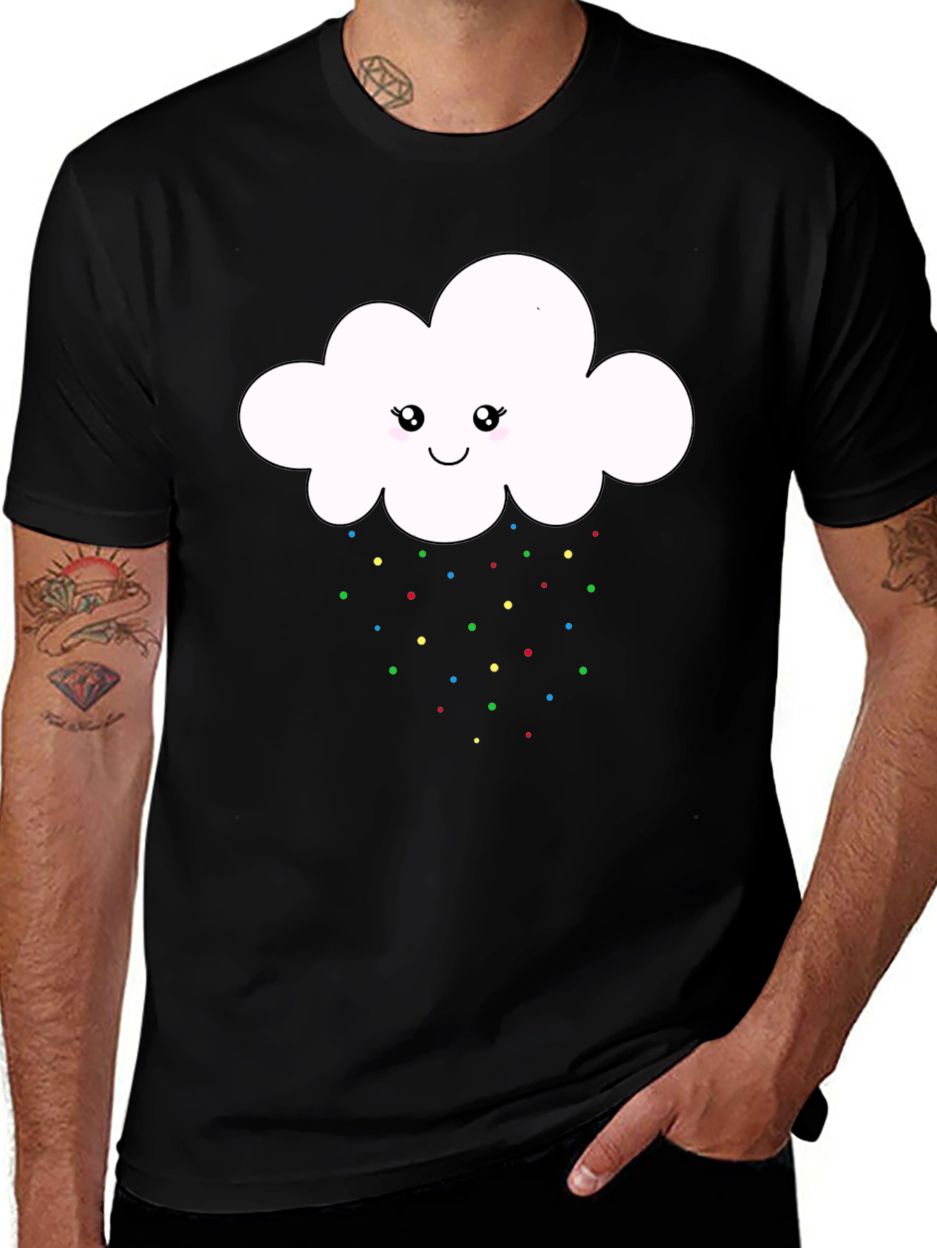 Variant 16 of Cute Cloud Raindrop T-Shirt - Black