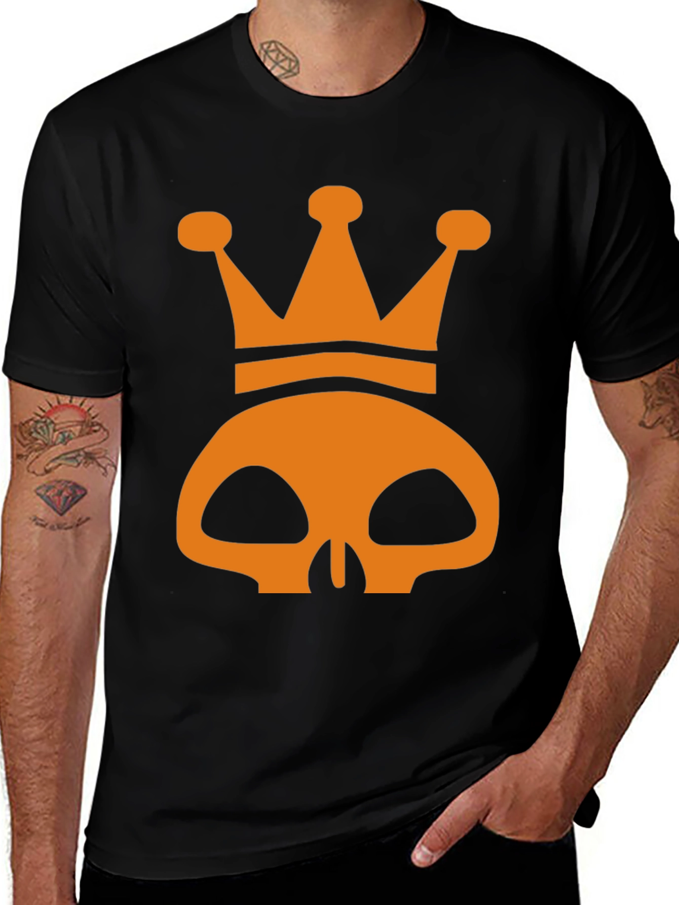 Variant 3 of Skull Crown Graphic Tee - Men's Black T-Shirt
