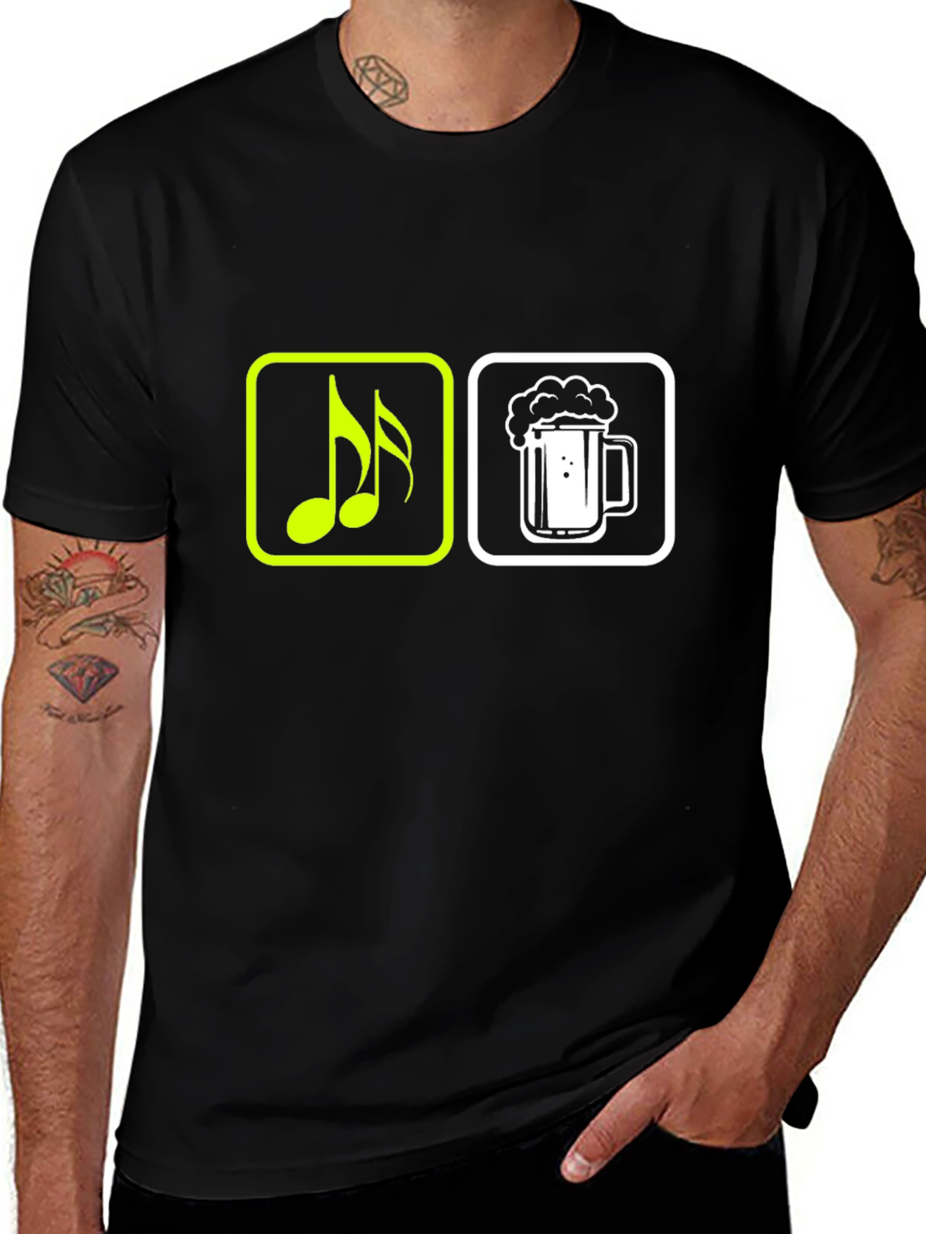Music & Beer T-Shirt - Black Graphic Tee