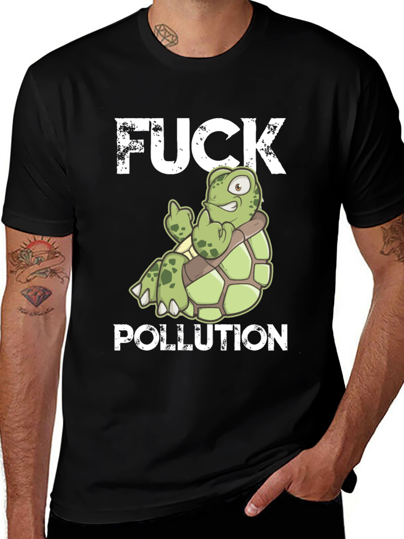 Variant 8 of Funny Turtle Graphic Tee: Protect the Planet