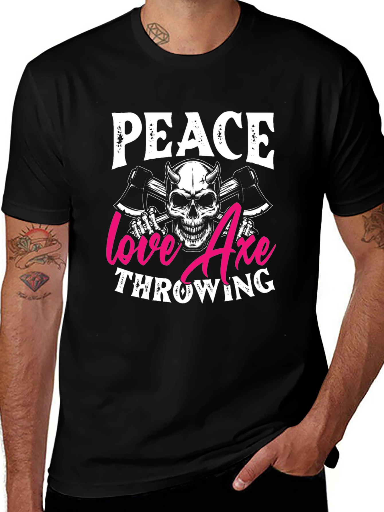 Variant 26 of Peace Love Axe Throwing T-Shirt - Black